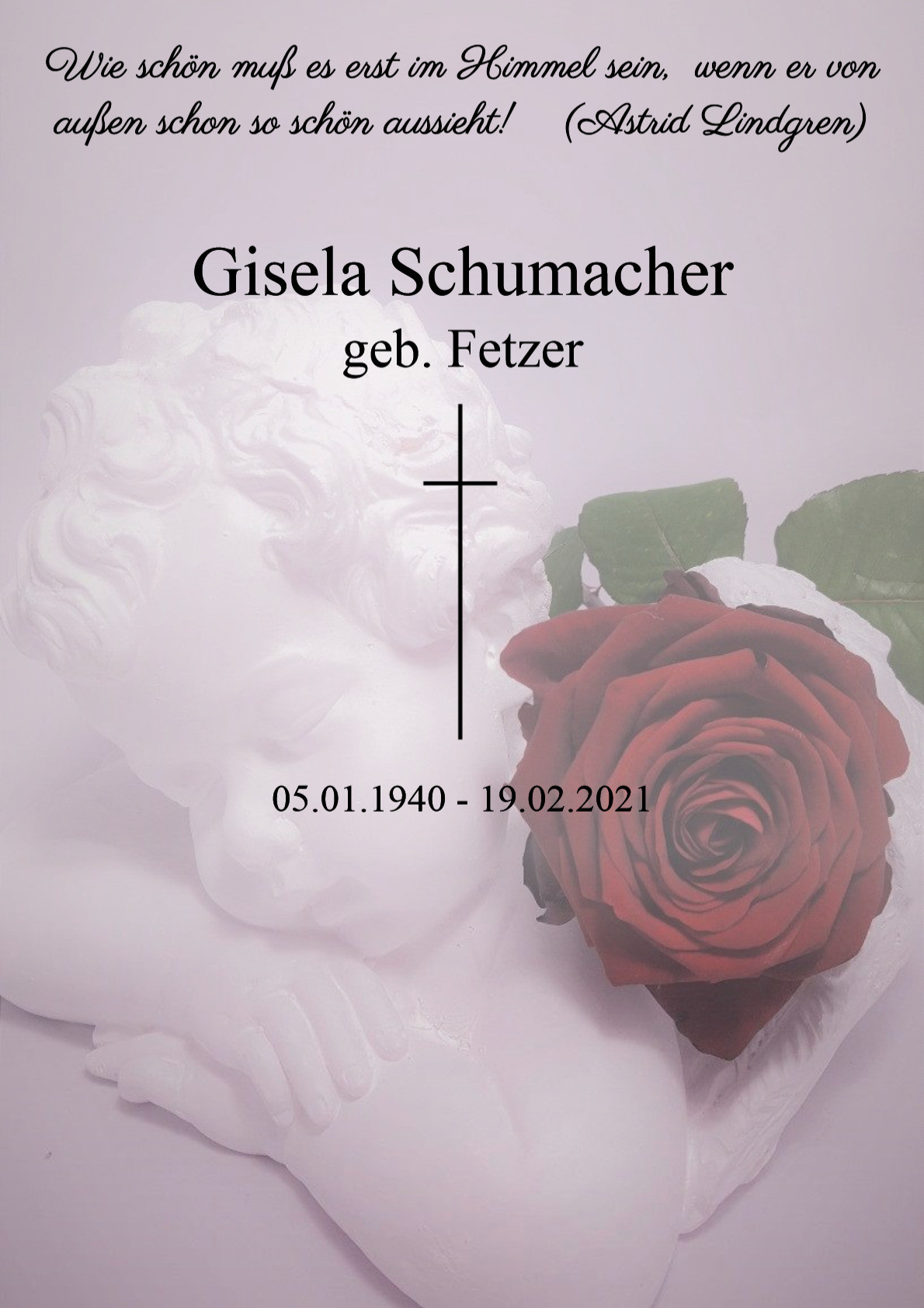 Traueranzeige von Gisela Schumacher