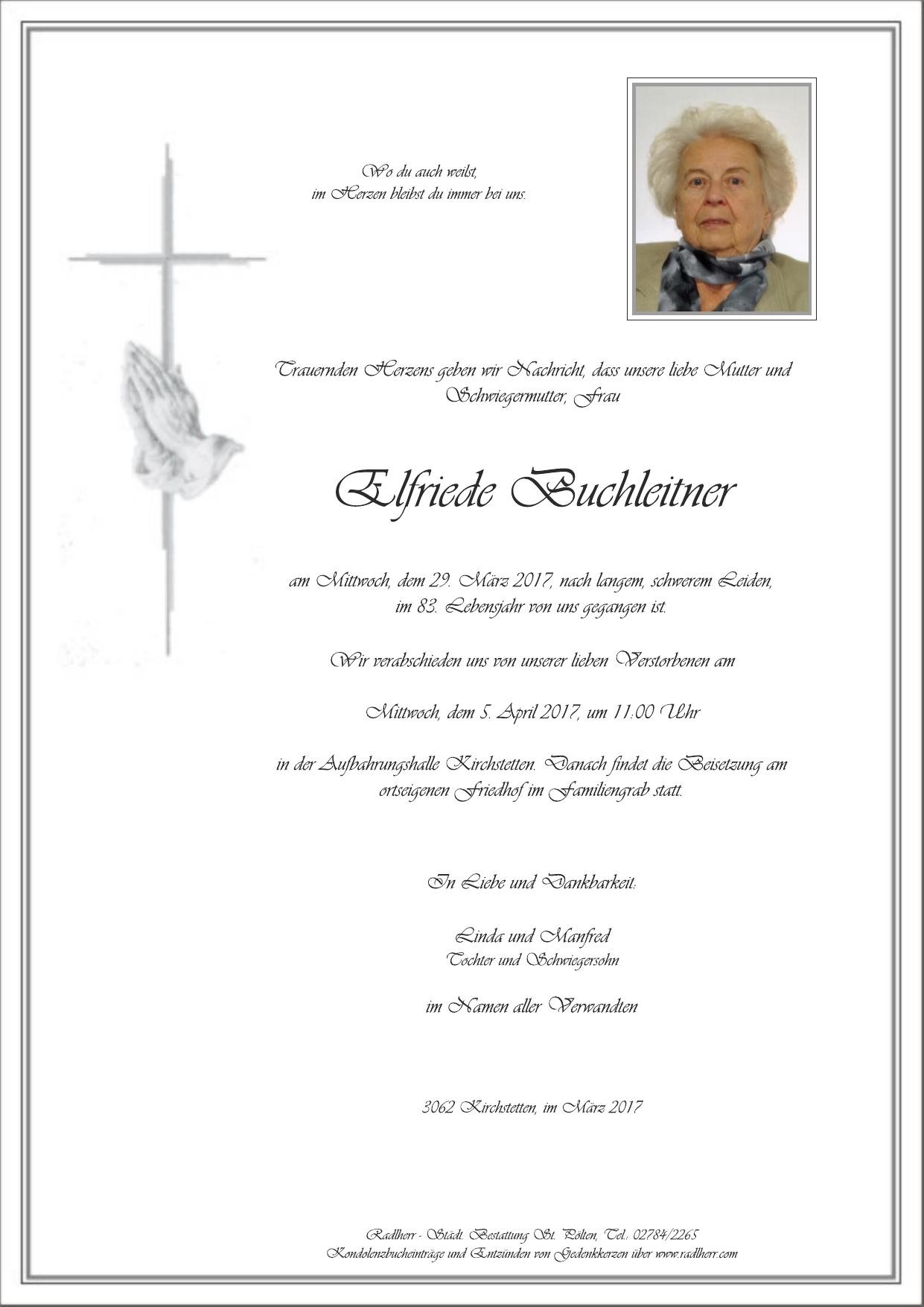 Traueranzeige von Elfriede Buchleitner