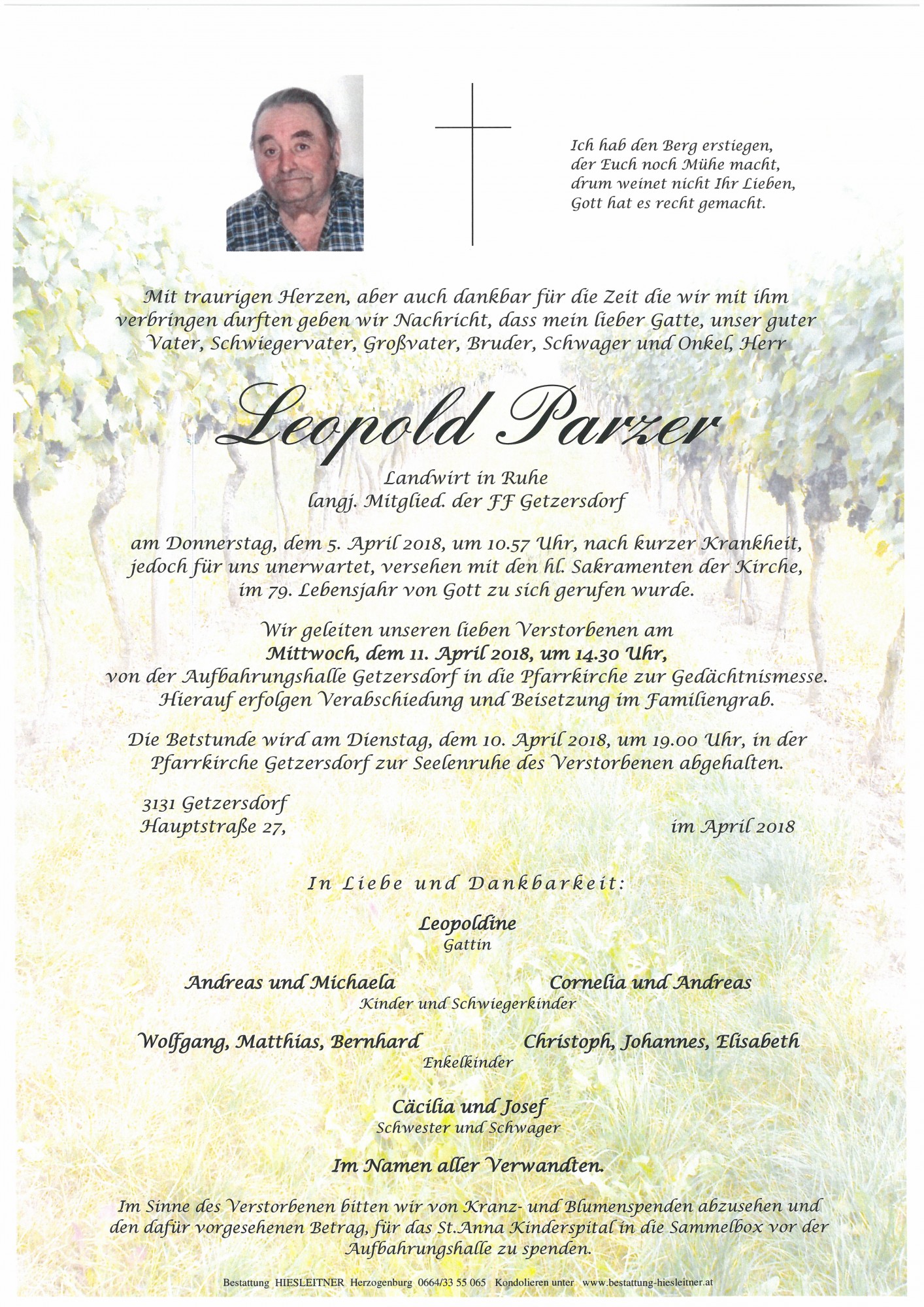 Traueranzeige von Leopold Parzer