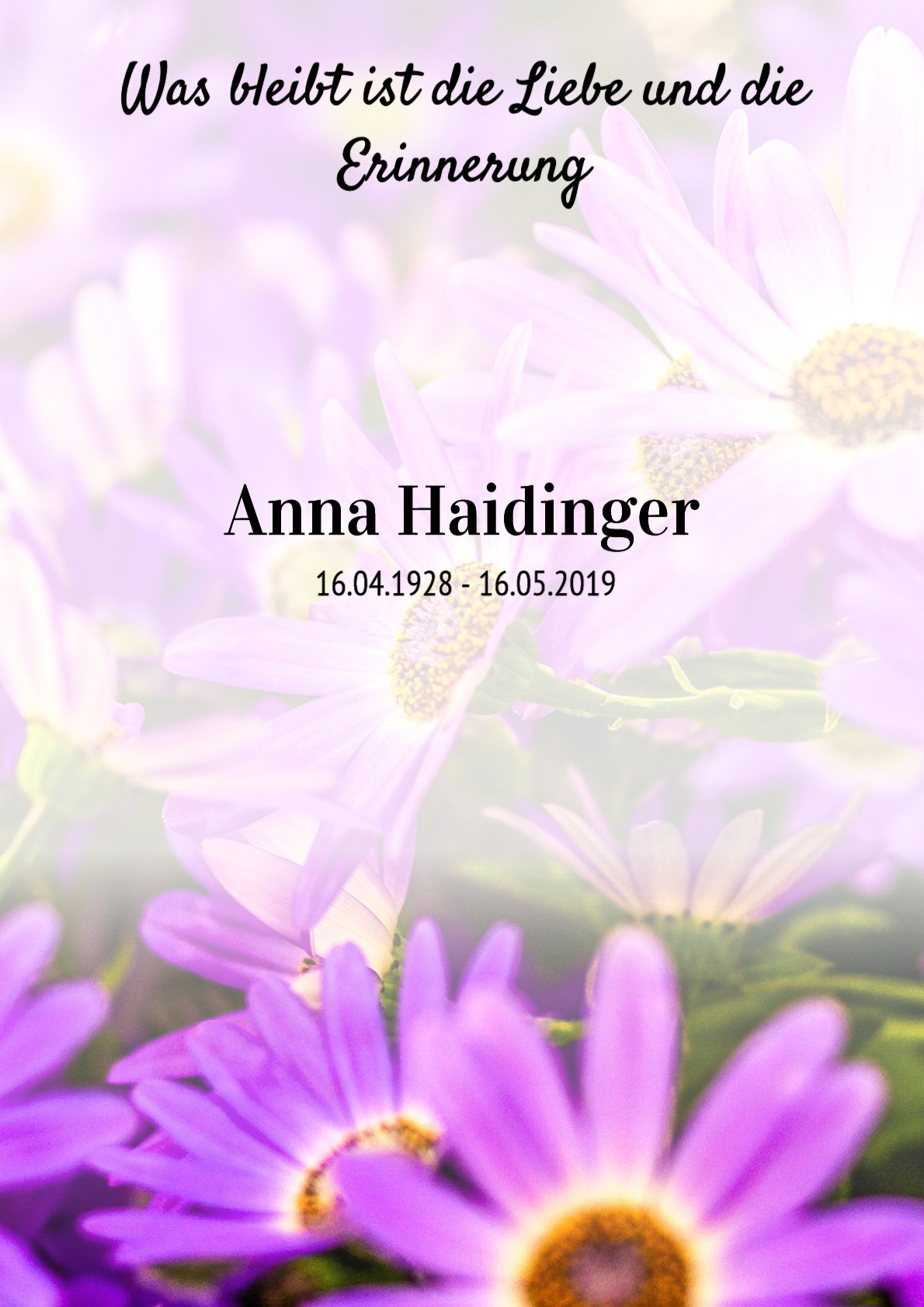 Traueranzeige von Anna Haidinger