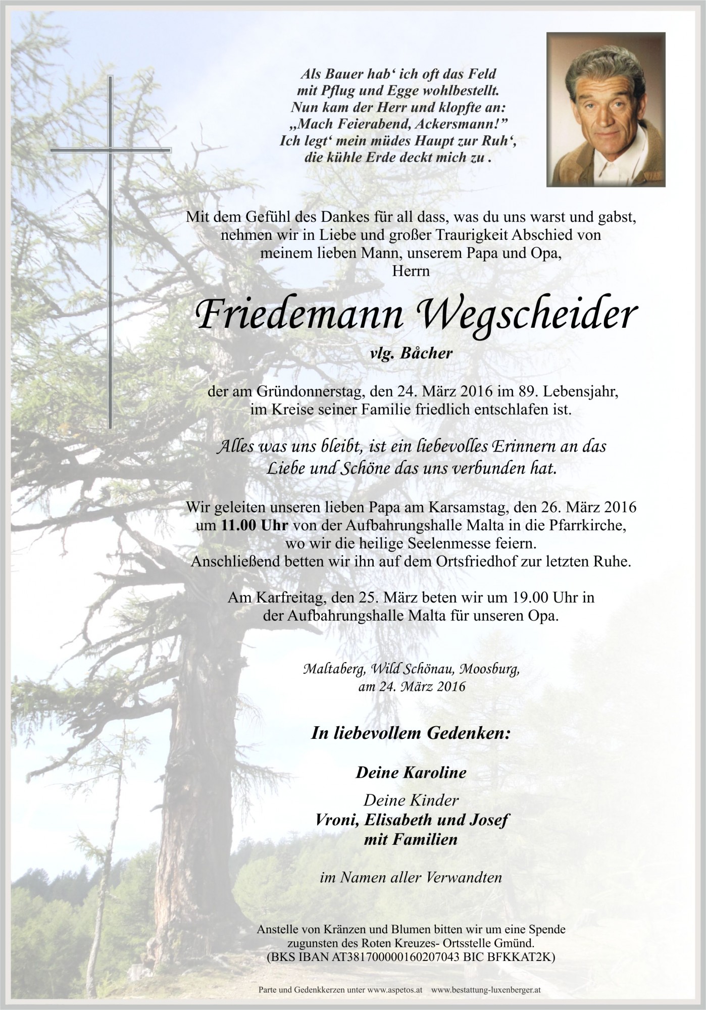 Traueranzeige von Friedemann Wegscheider