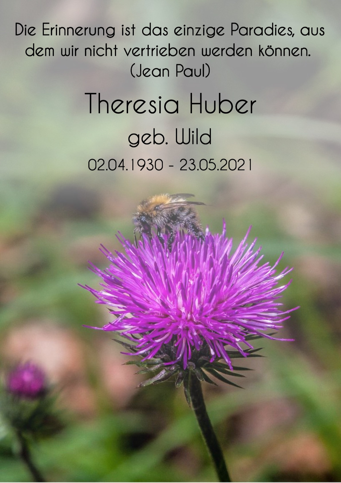 Traueranzeige von — Theresia