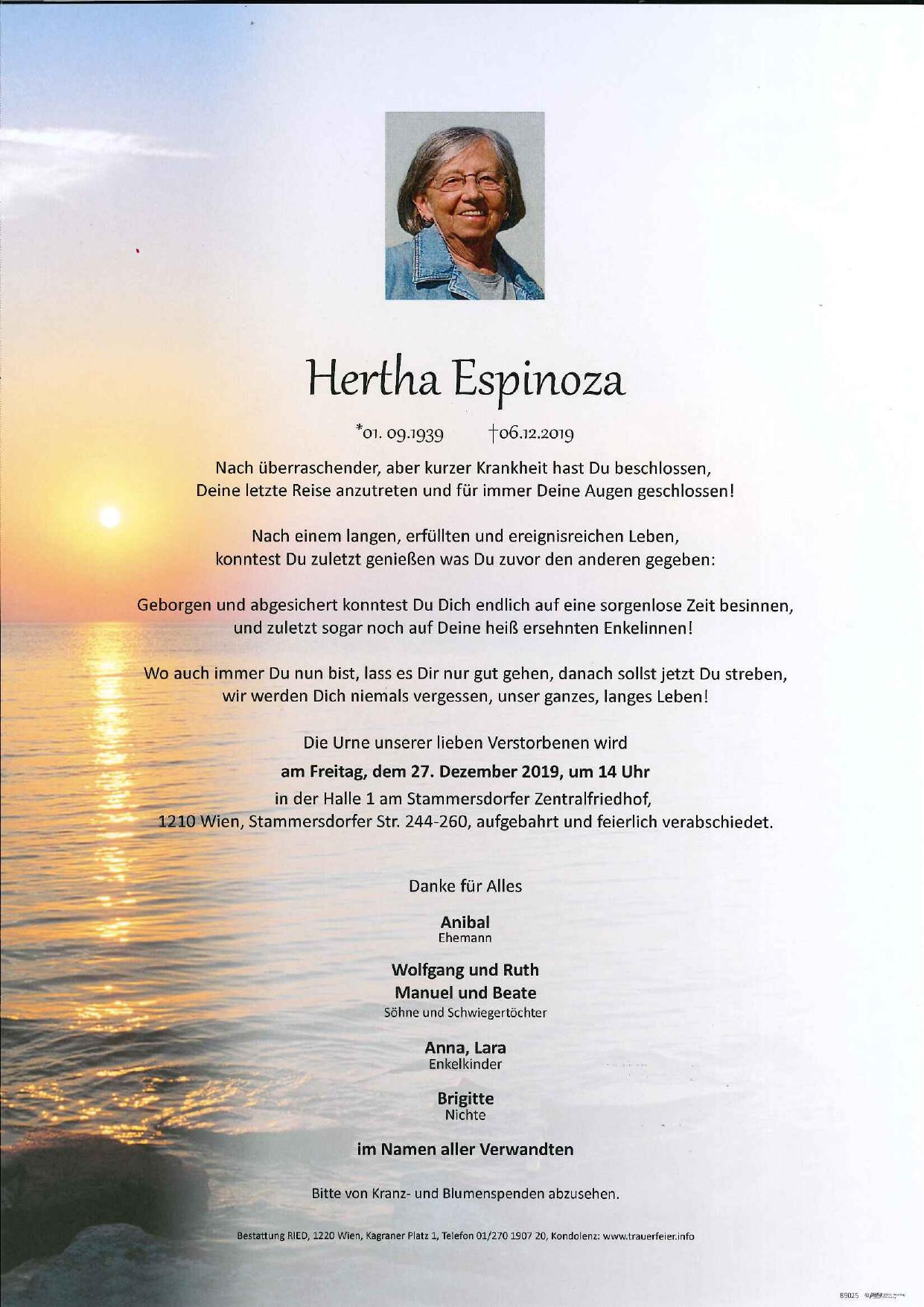 Traueranzeige von Hertha Espinoza