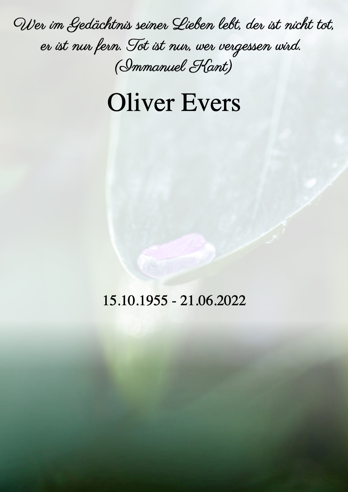Traueranzeige von Oliver Evers