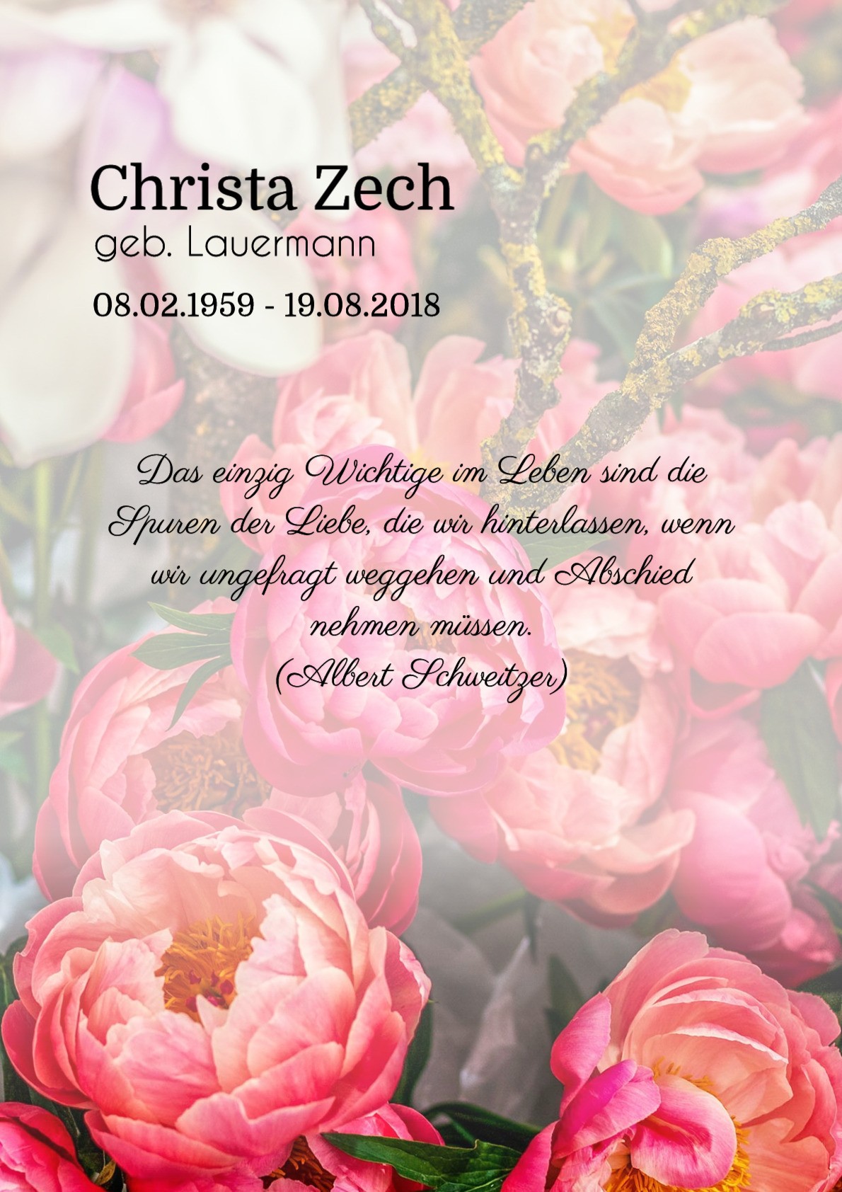 Traueranzeige von Christa Zech