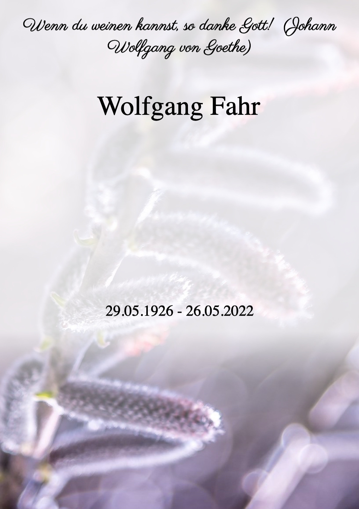 Traueranzeige von Wolfgang Fahr