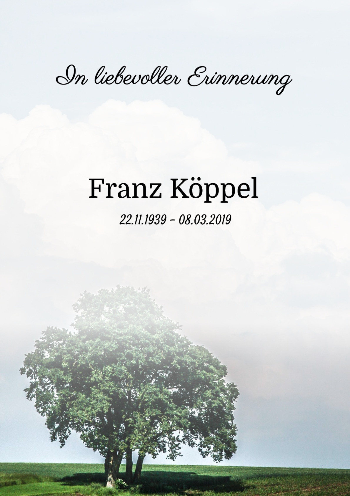 Traueranzeige von Franz Köppel