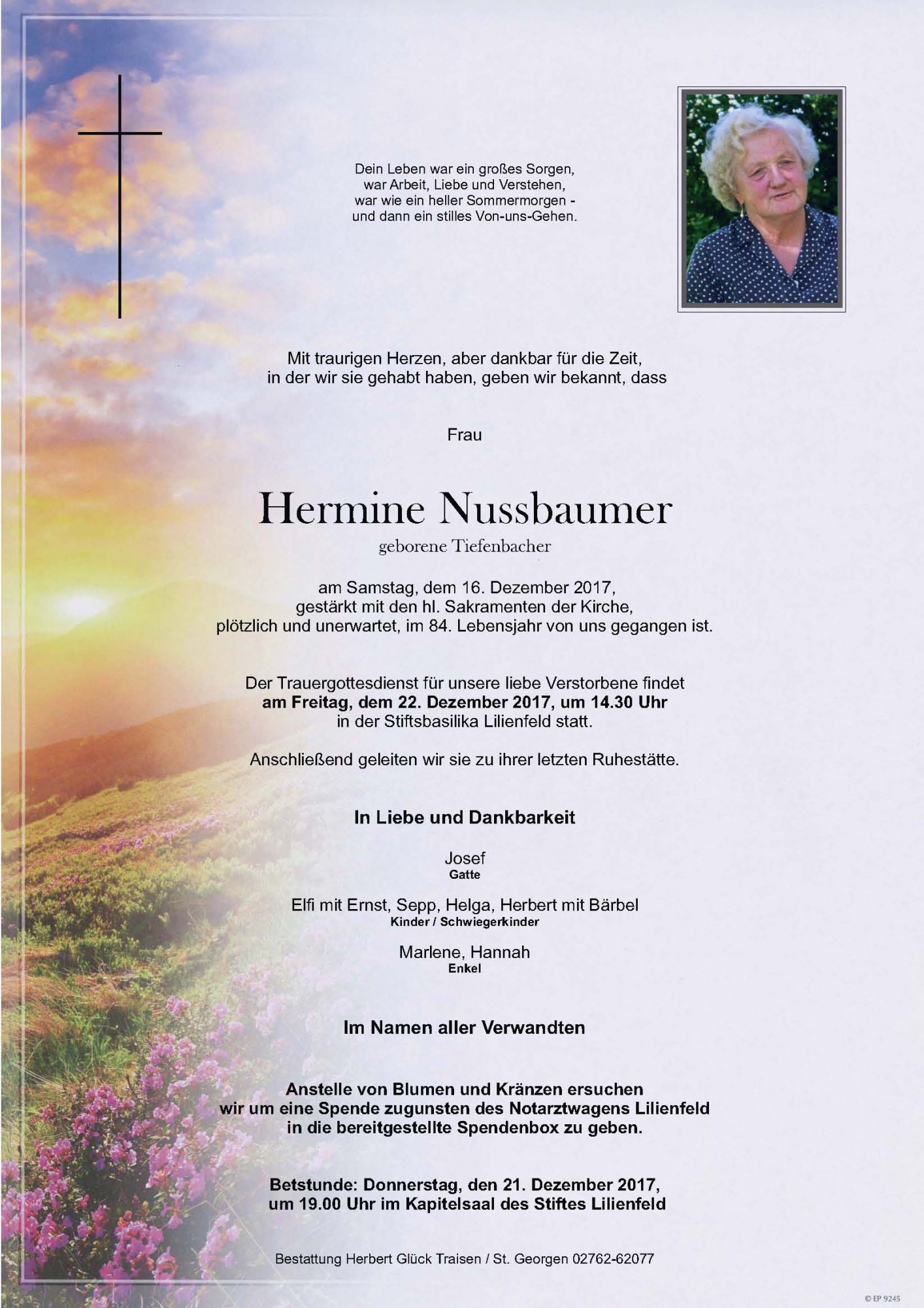 Traueranzeige von Hermine Nussbaumer