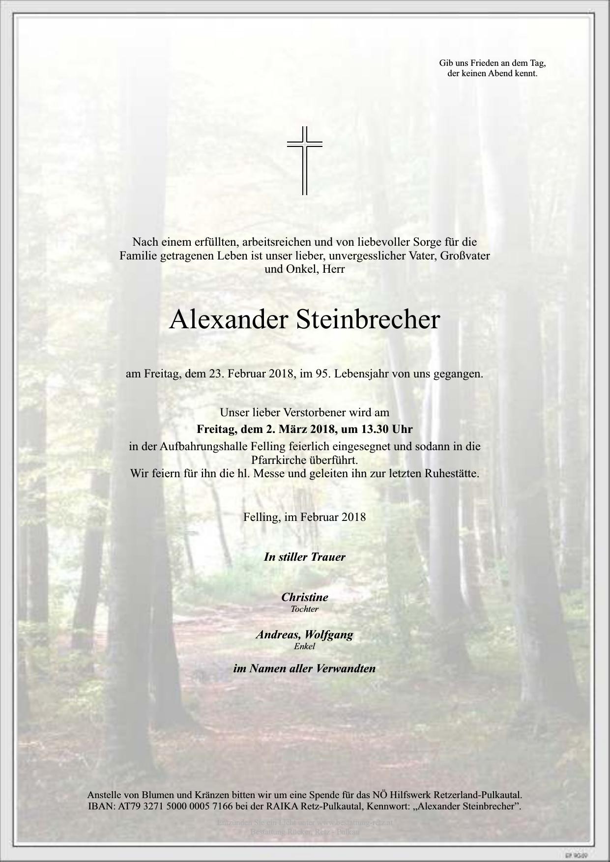 Traueranzeige von Alexander Steinbrecher