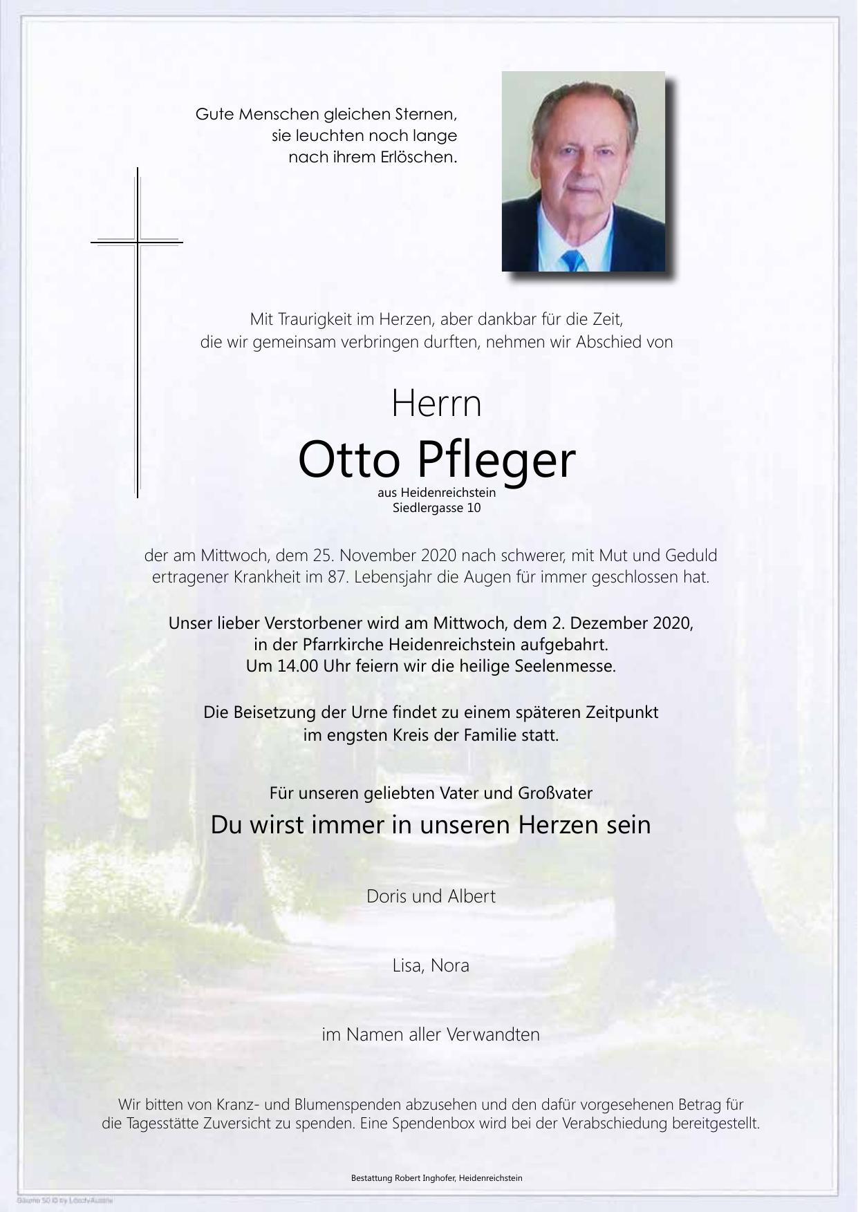 Traueranzeige von Otto Pfleger