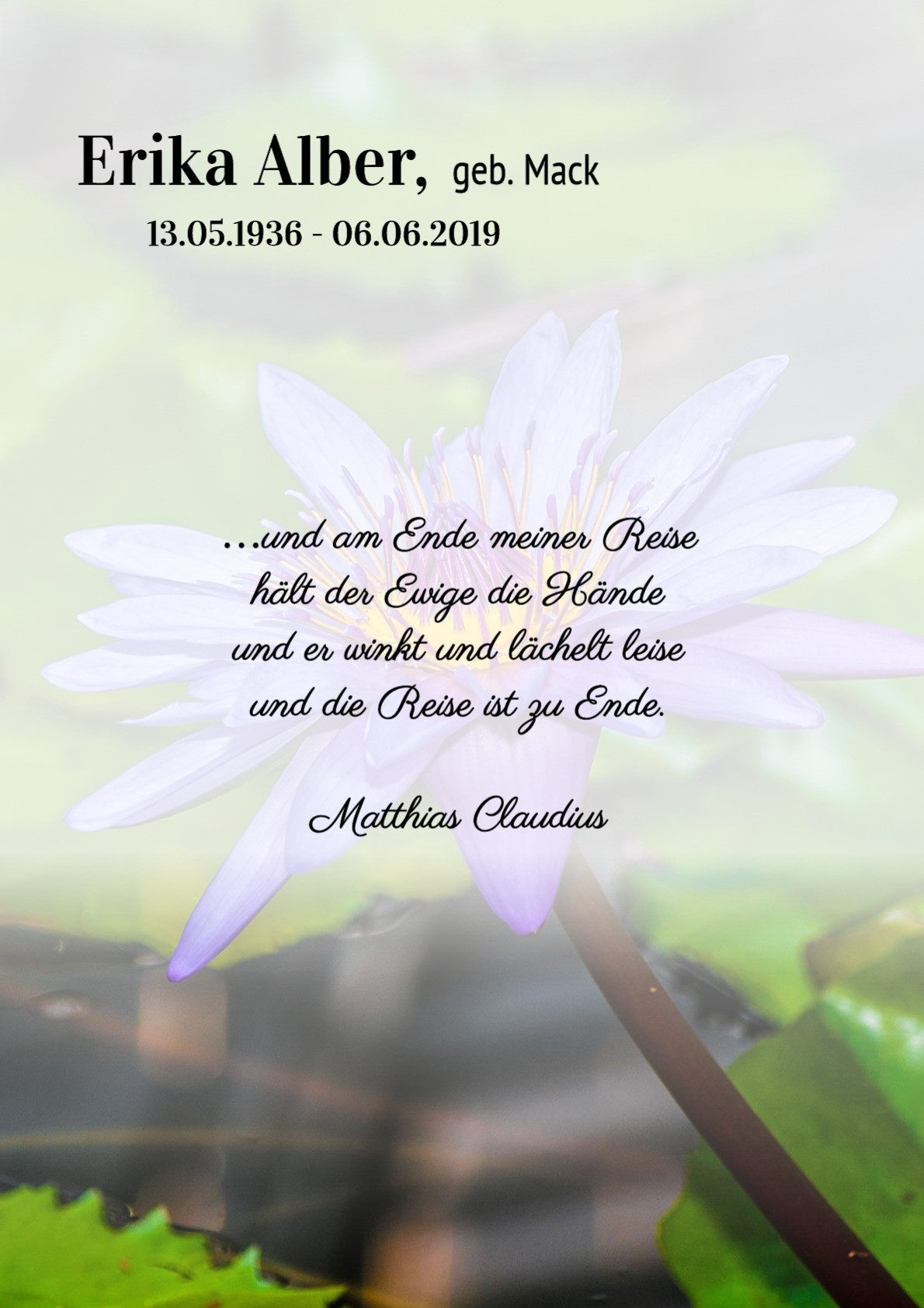 Traueranzeige von Erika Alber
