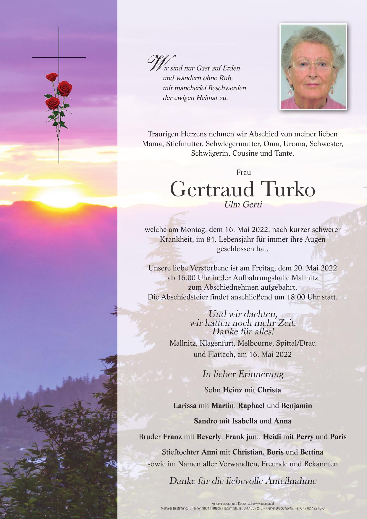 Traueranzeige von Gerdraut Turko