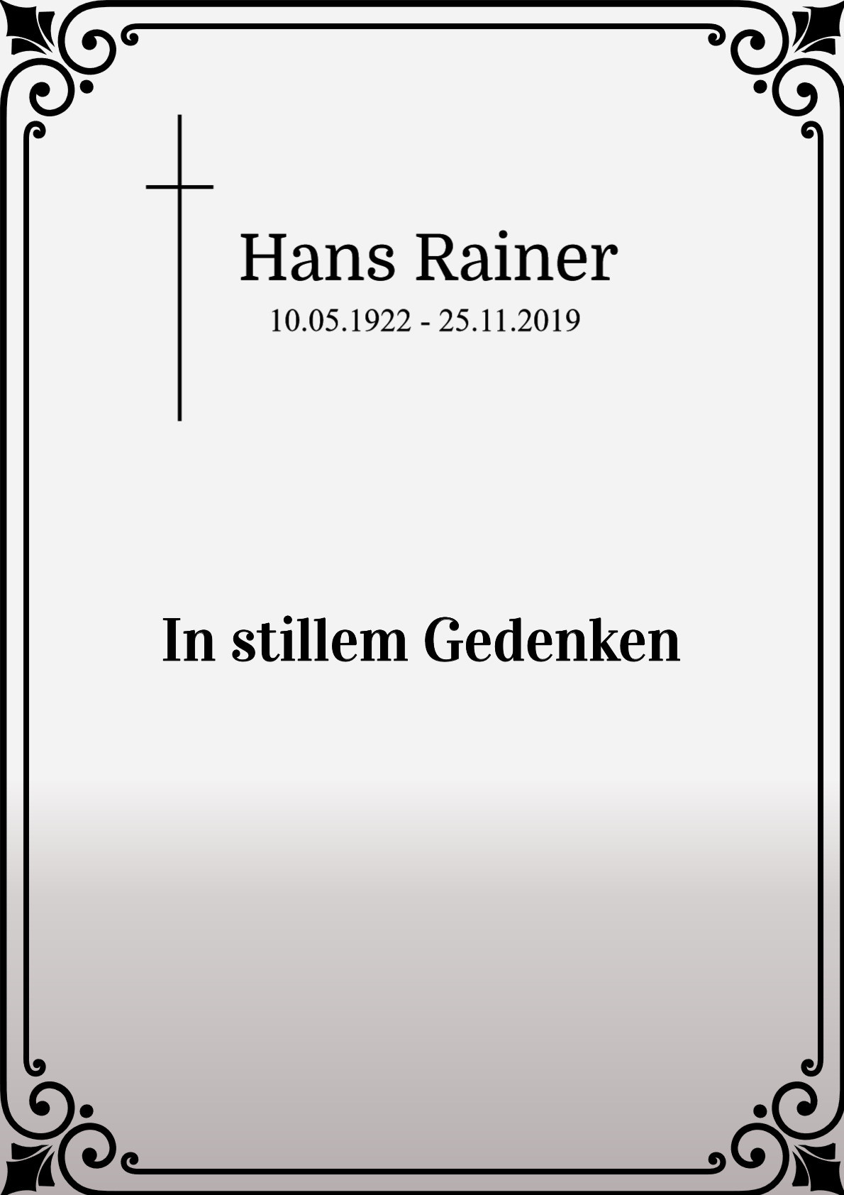 Traueranzeige von Hans Rainer