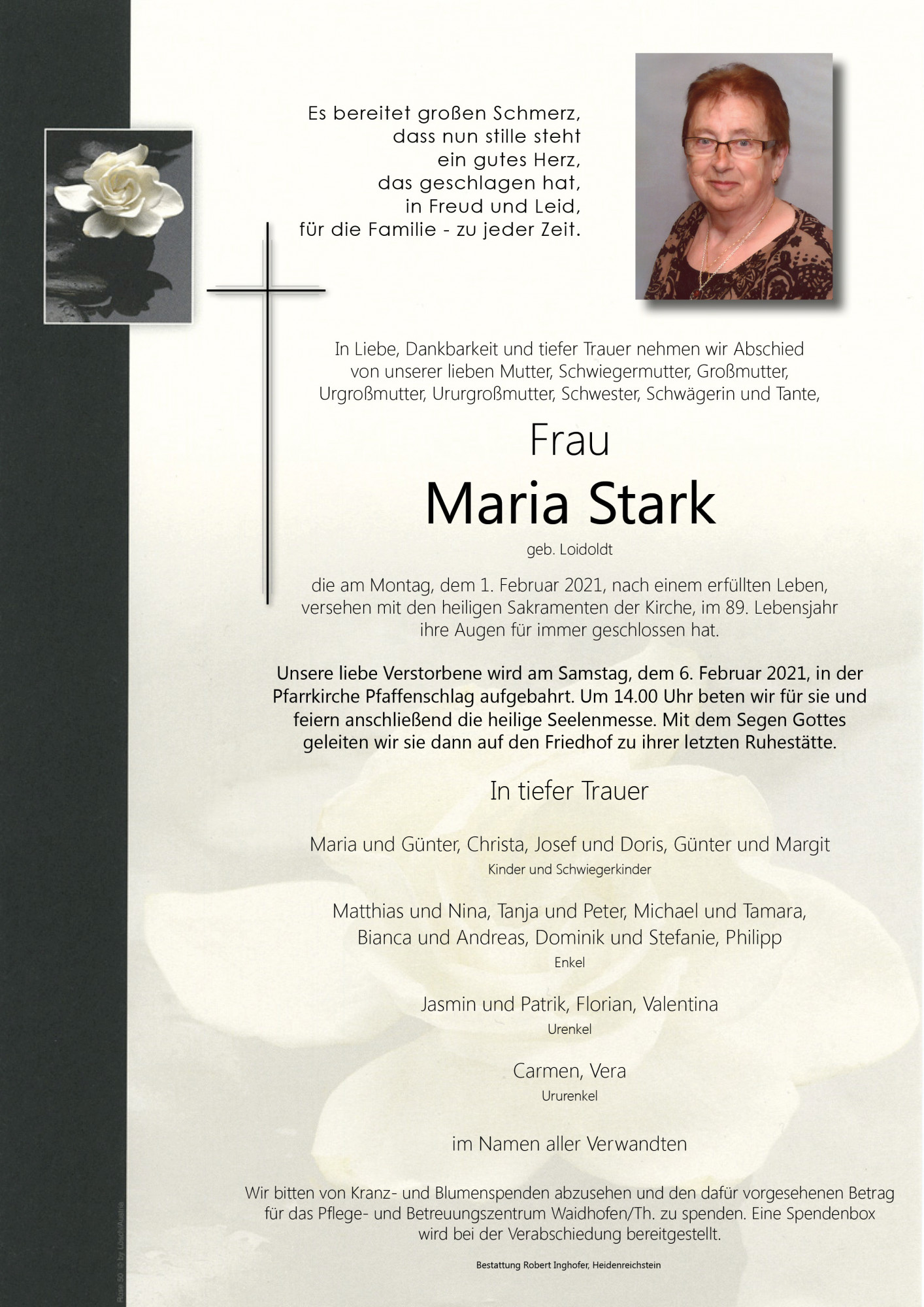 Traueranzeige von Maria Stark