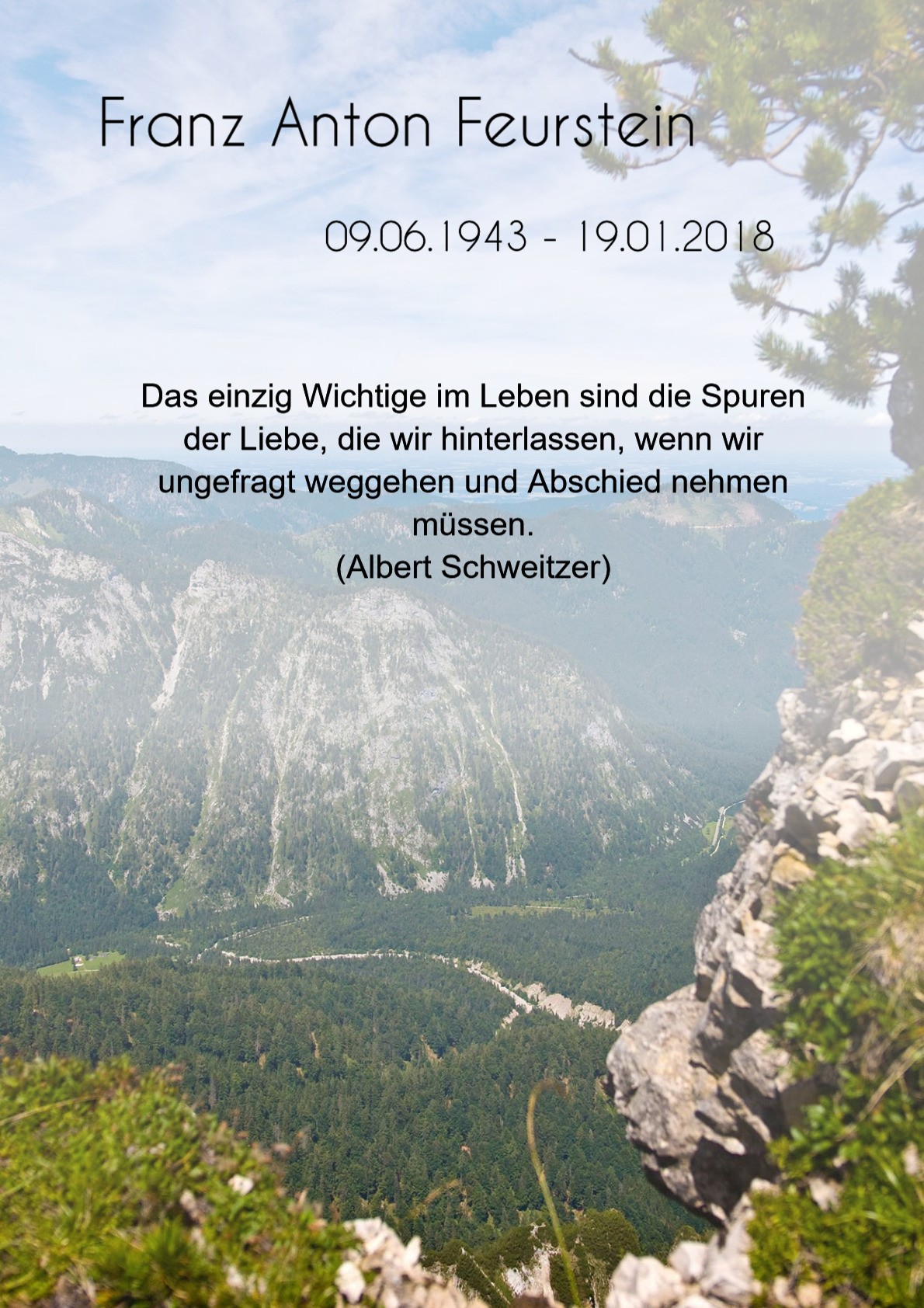 Traueranzeige von Franz Anton Feurstein