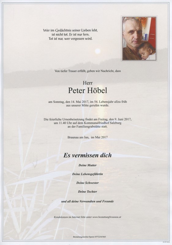 Traueranzeige von Peter Höbel