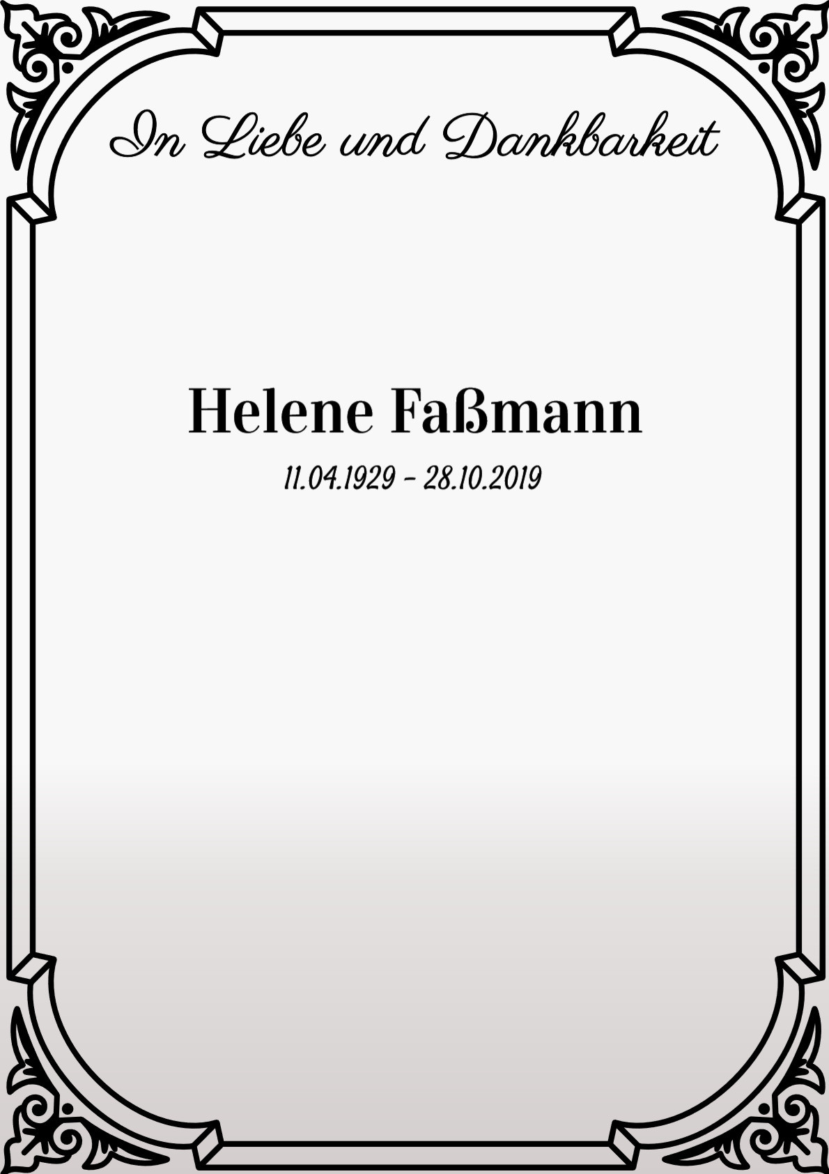 Traueranzeige von Helene Faßmann