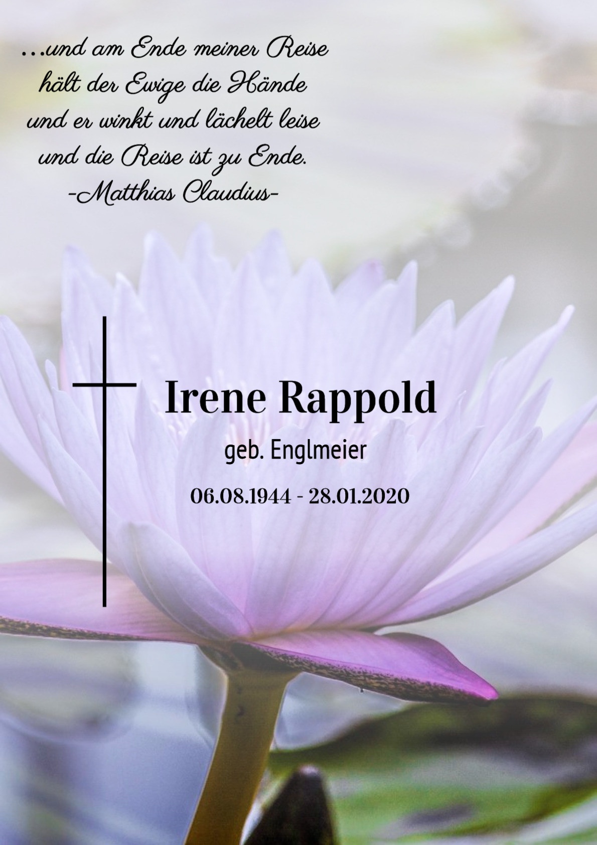 Traueranzeige von Irene Rappold