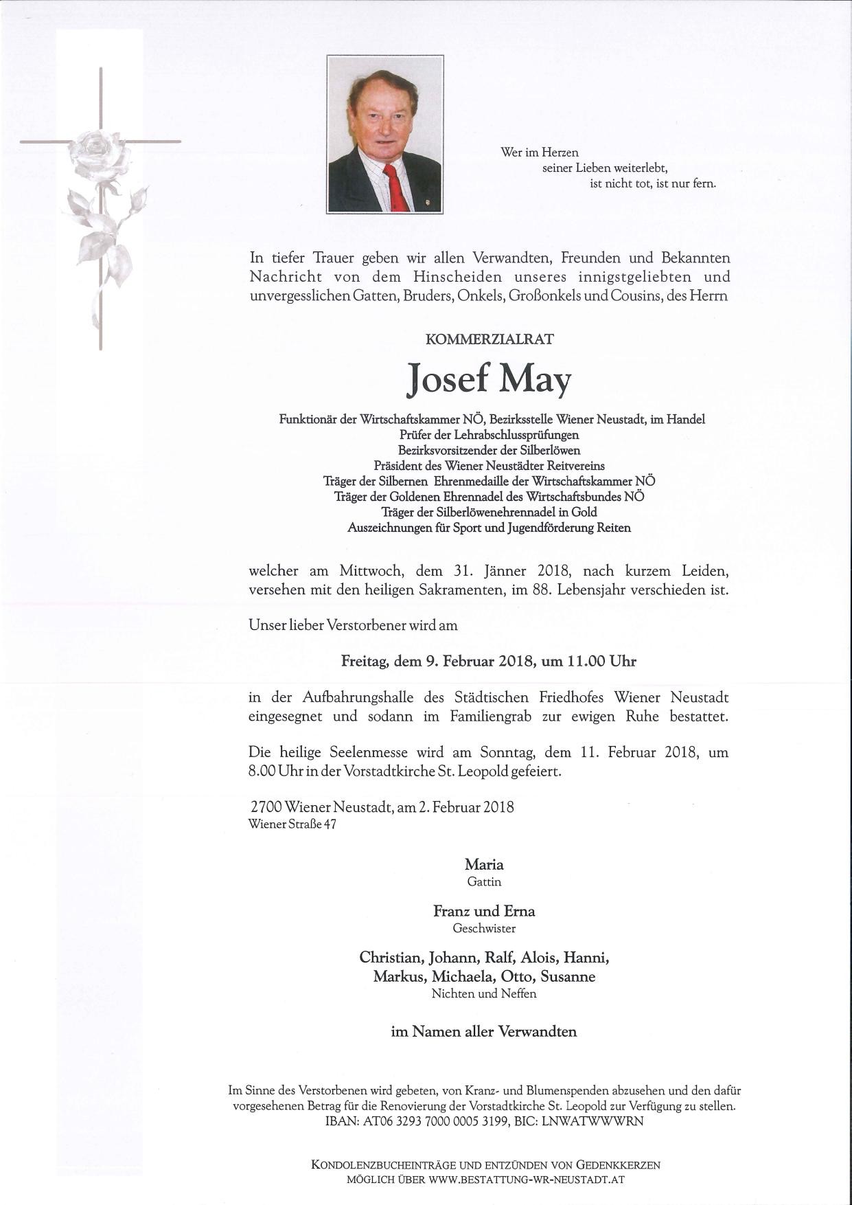 Traueranzeige von Josef May