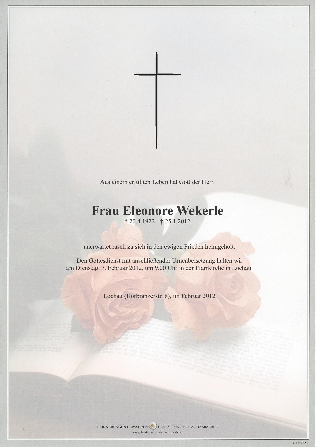 Traueranzeige von Eleonore Wekerle