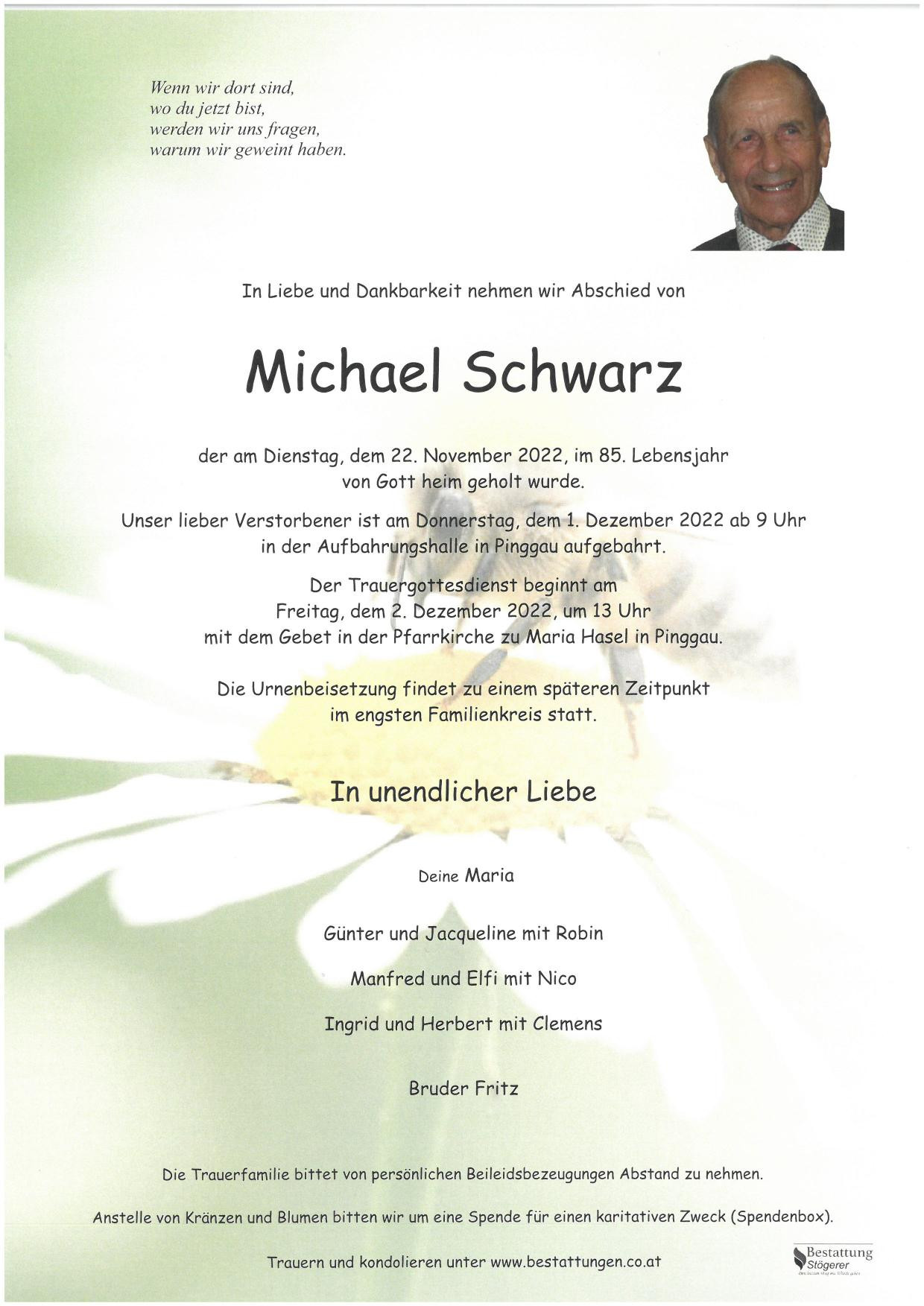 Traueranzeige von Michael Schwarz