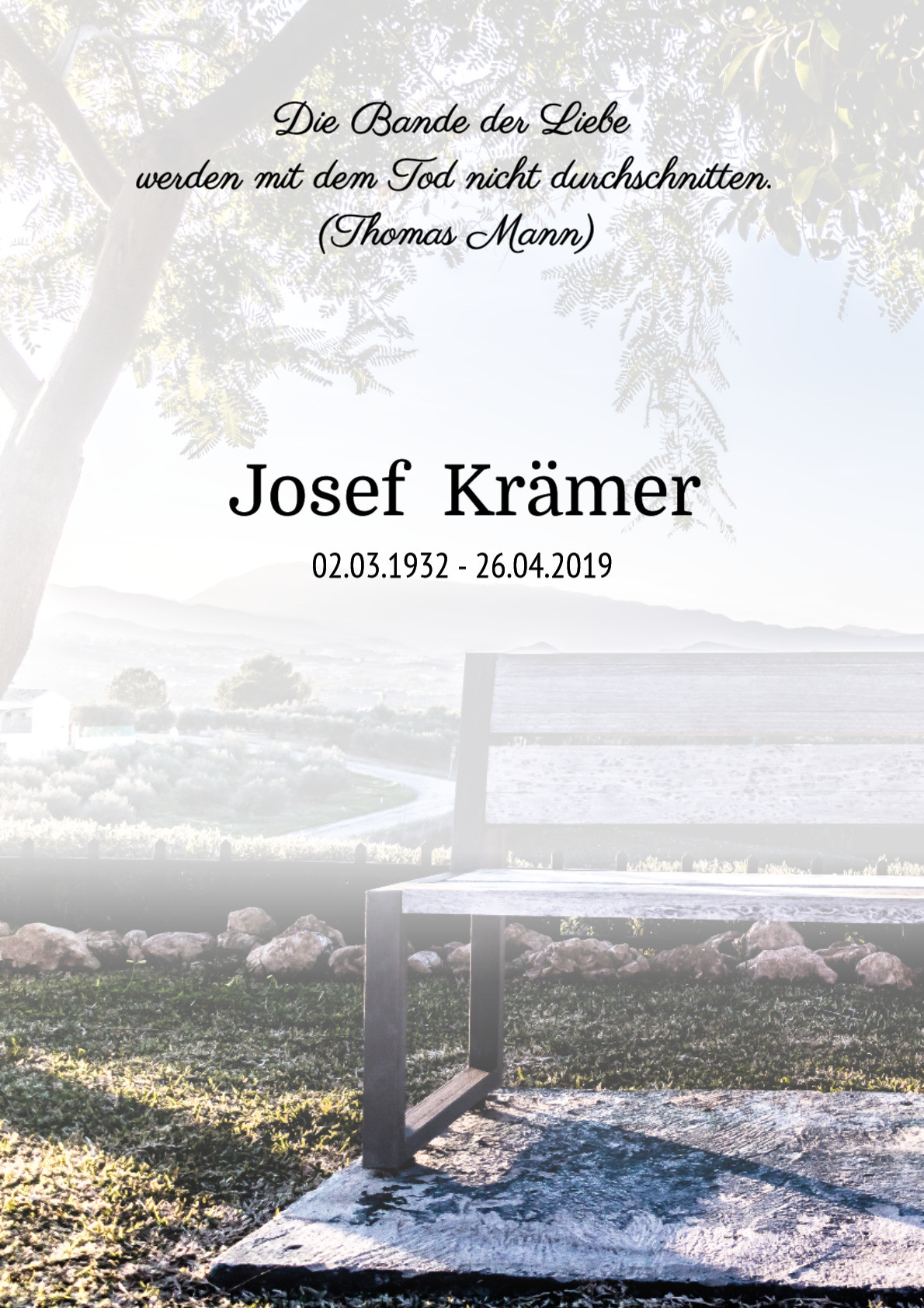 Traueranzeige von Josef Krämer