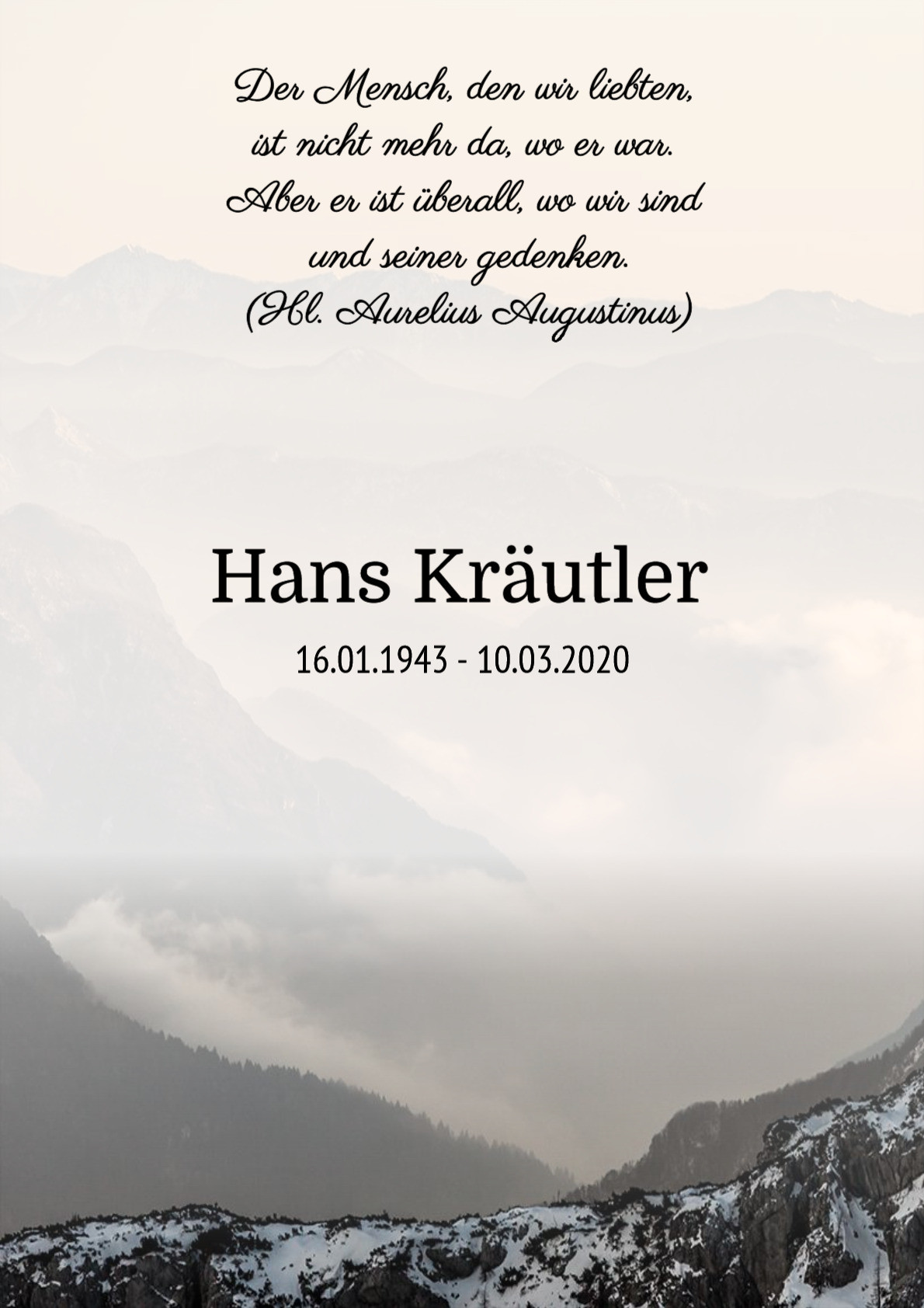 Traueranzeige von Hans Kräutler