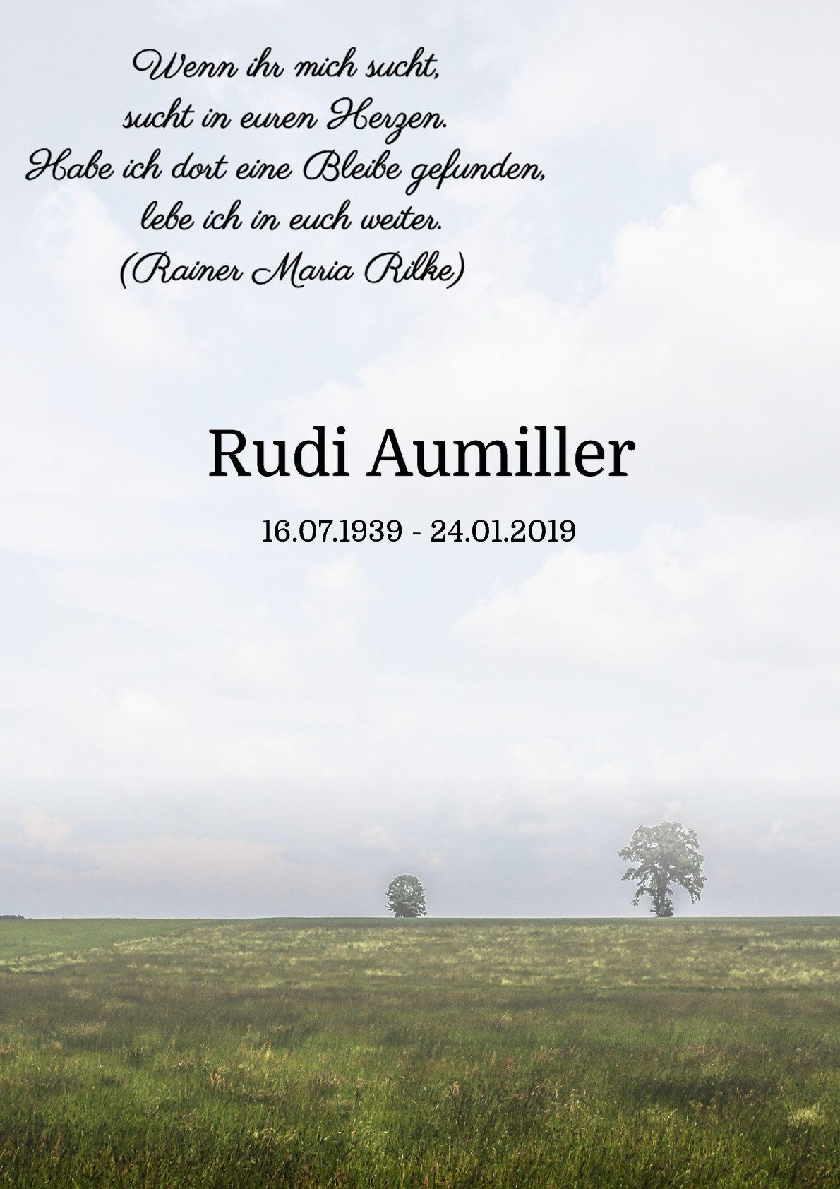 Traueranzeige von Rudi Aumiller