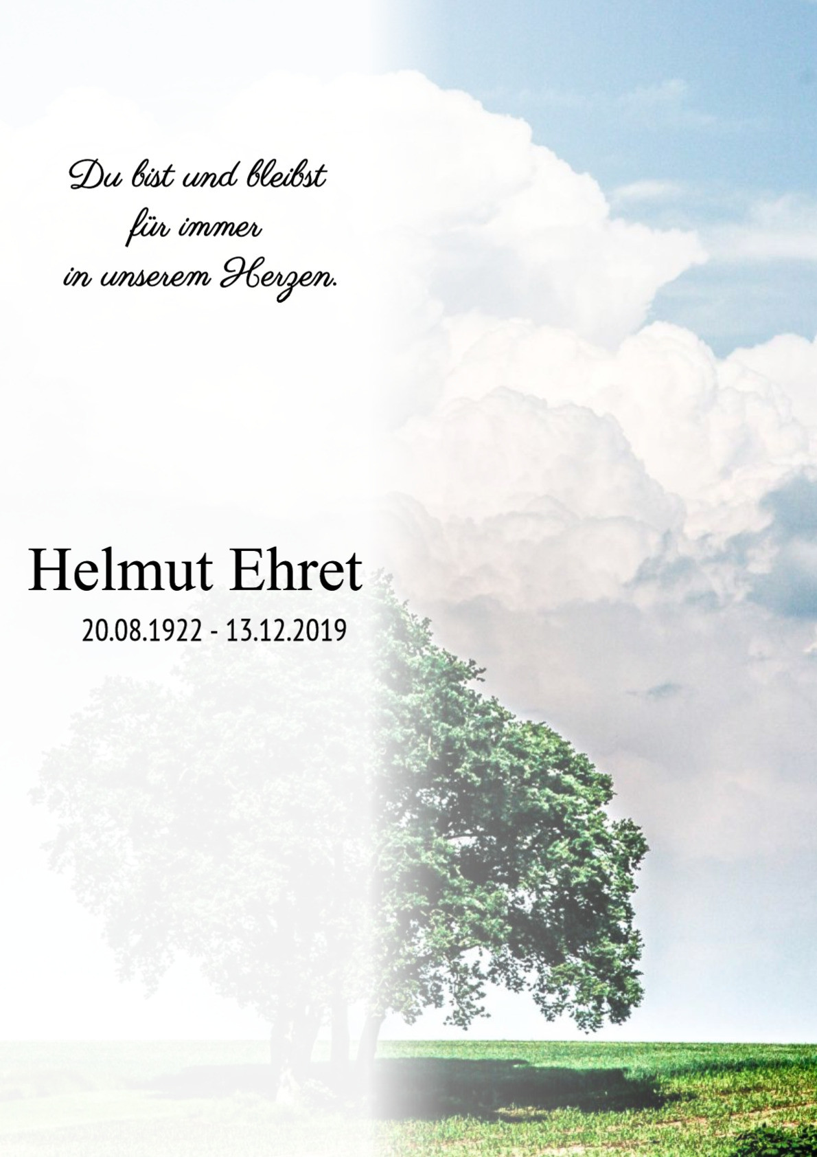 Traueranzeige von Helmut Ehret