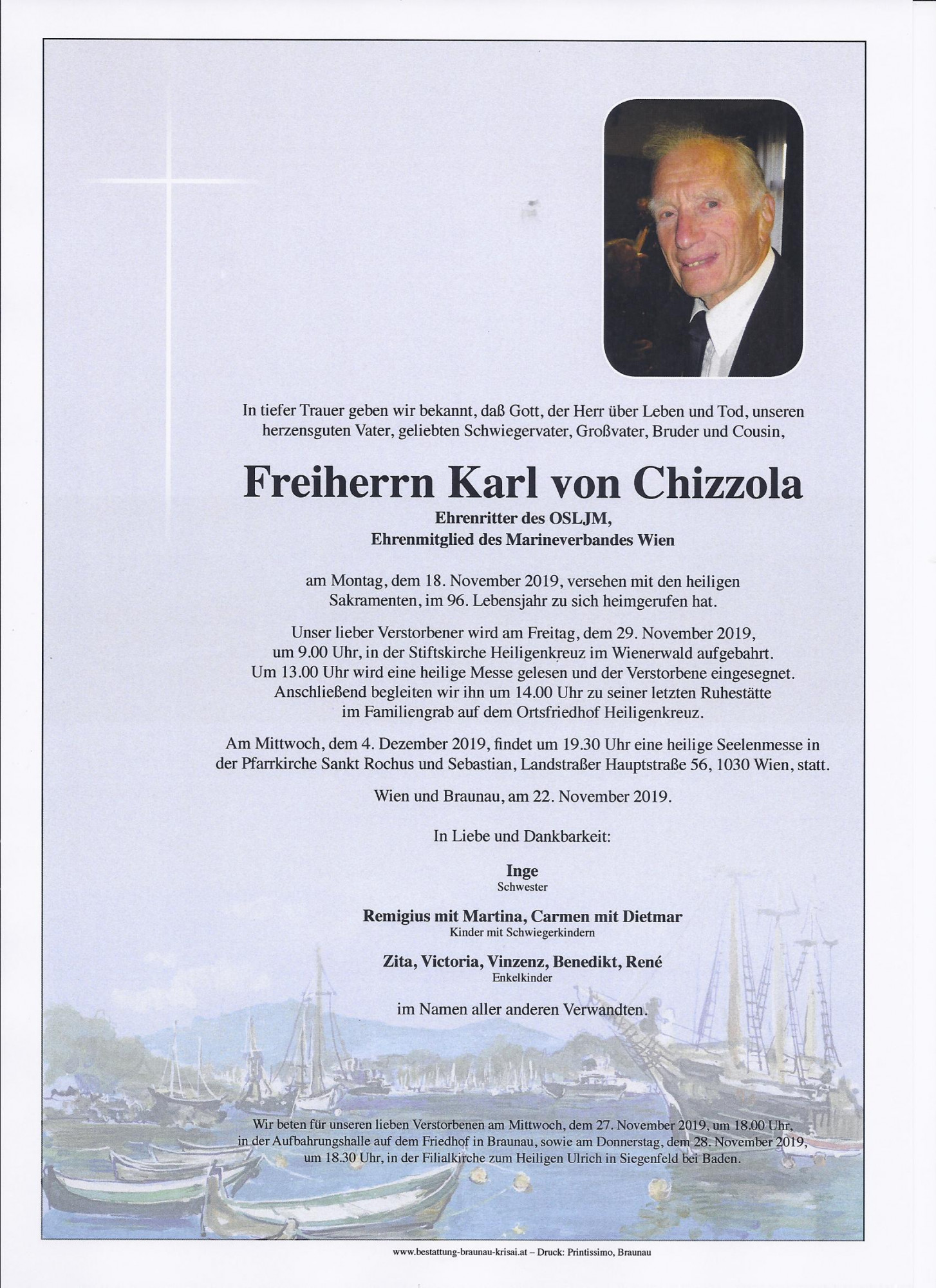 Traueranzeige von Karl Freiherr von Chizzola
