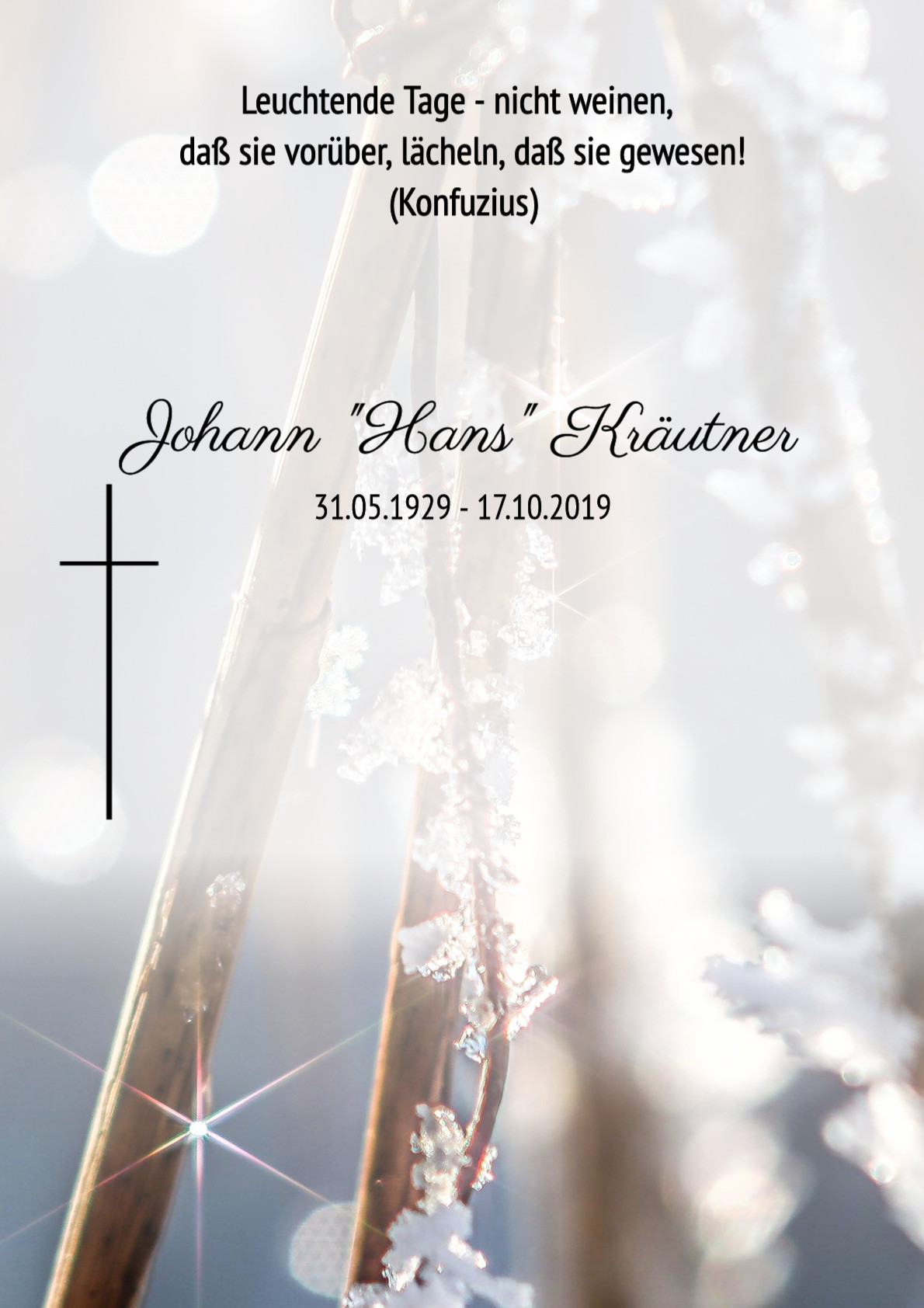 Traueranzeige von Johann "Hans" Kräutner