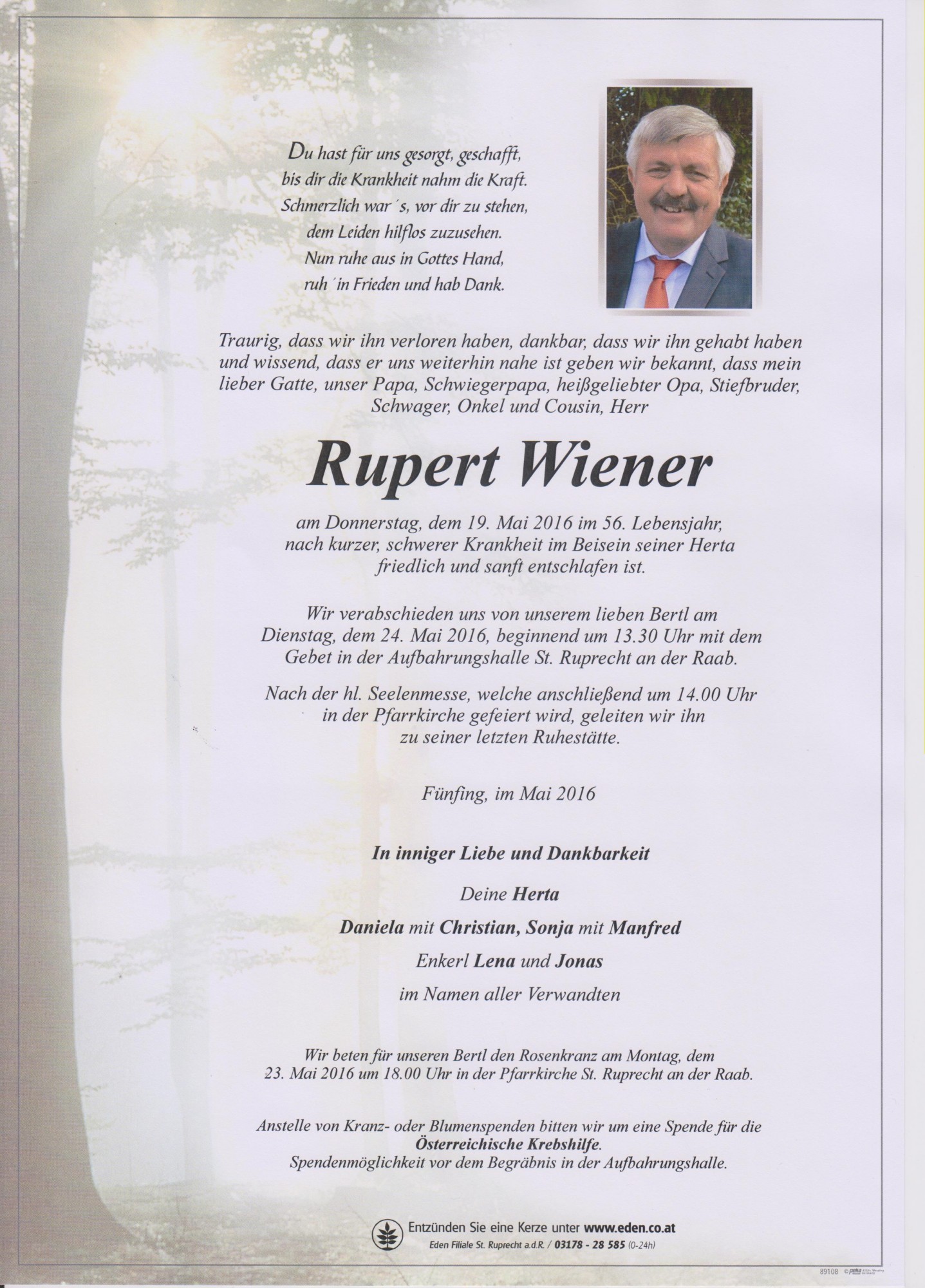 Traueranzeige von Rupert Wiener