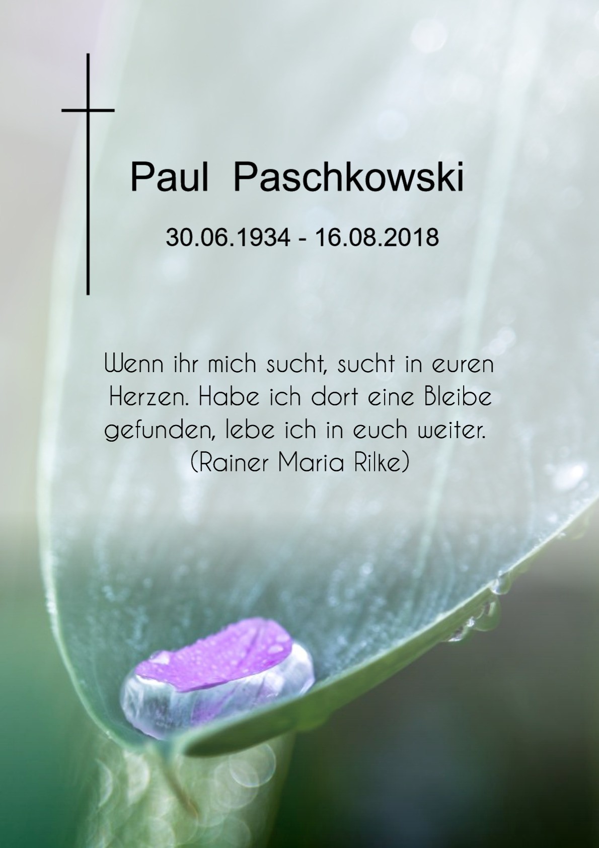 Traueranzeige von Paul Paschkowski