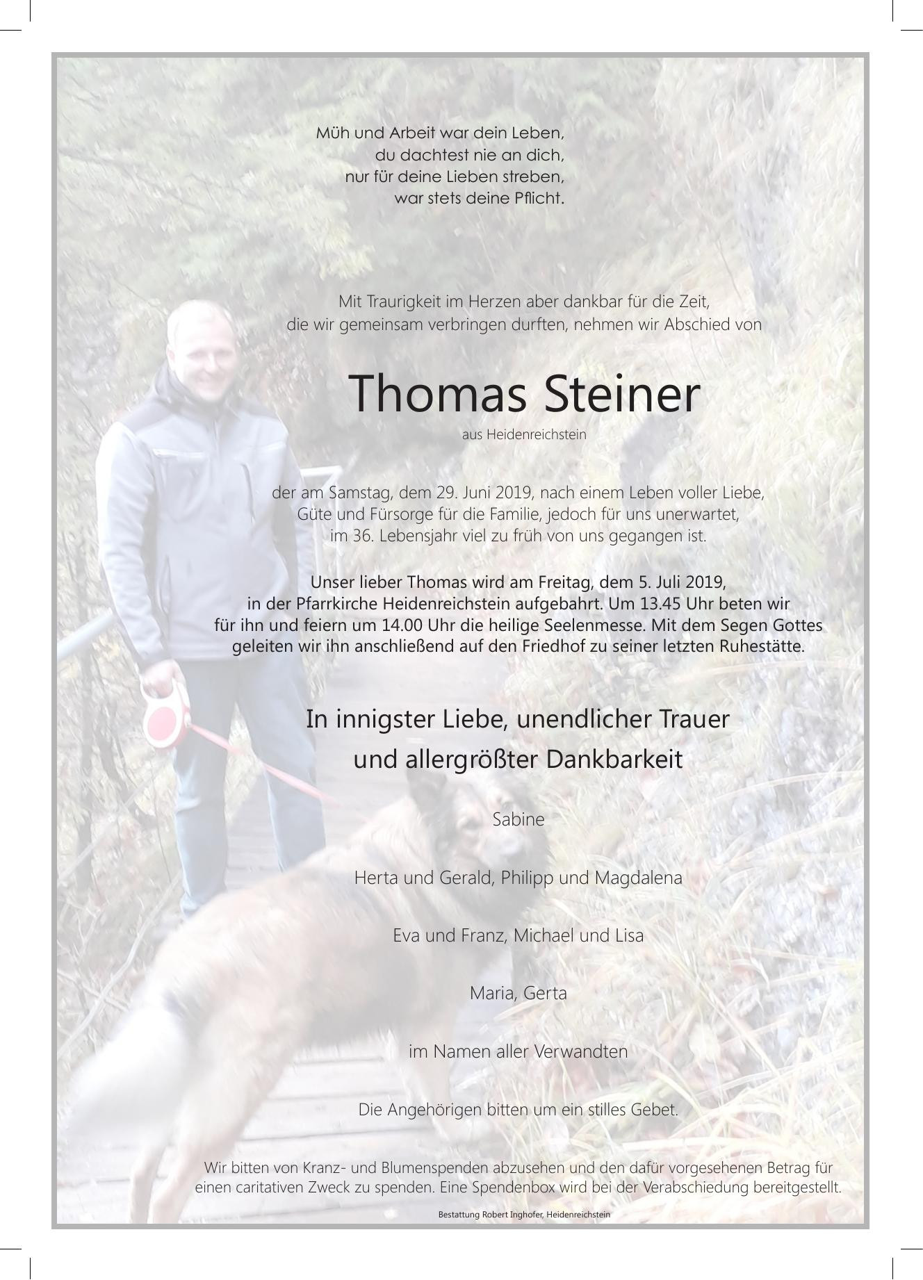 Traueranzeige von Thomas Steiner