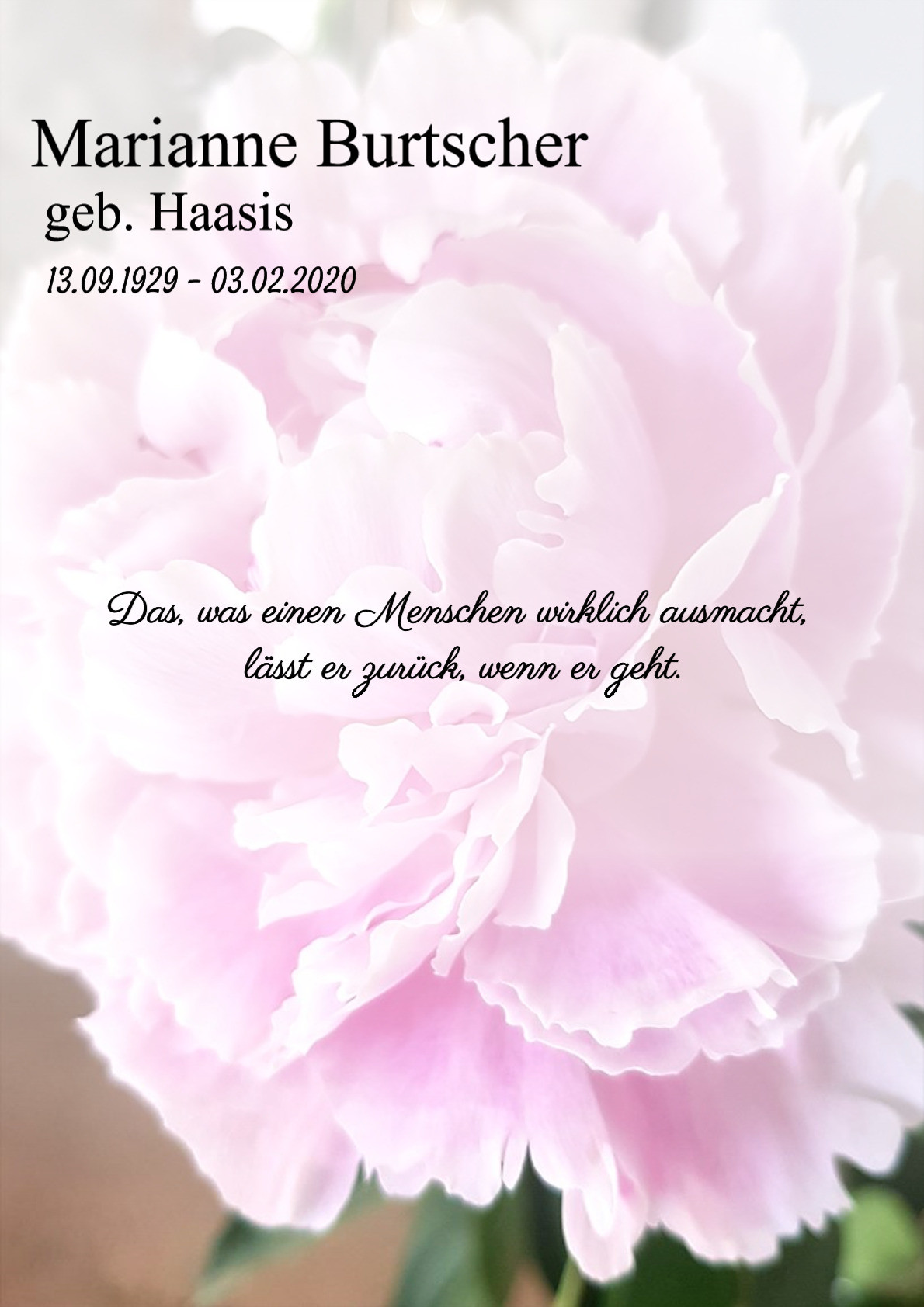 Traueranzeige von Marianne Burtscher