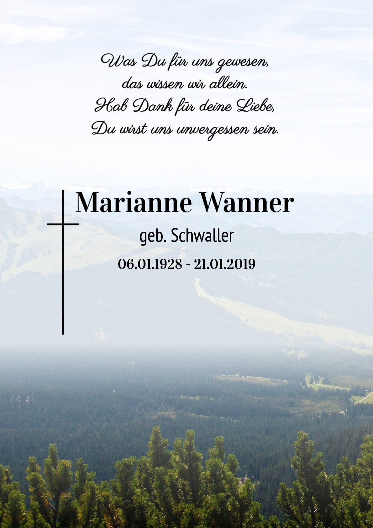 Traueranzeige von Marianne Wanner