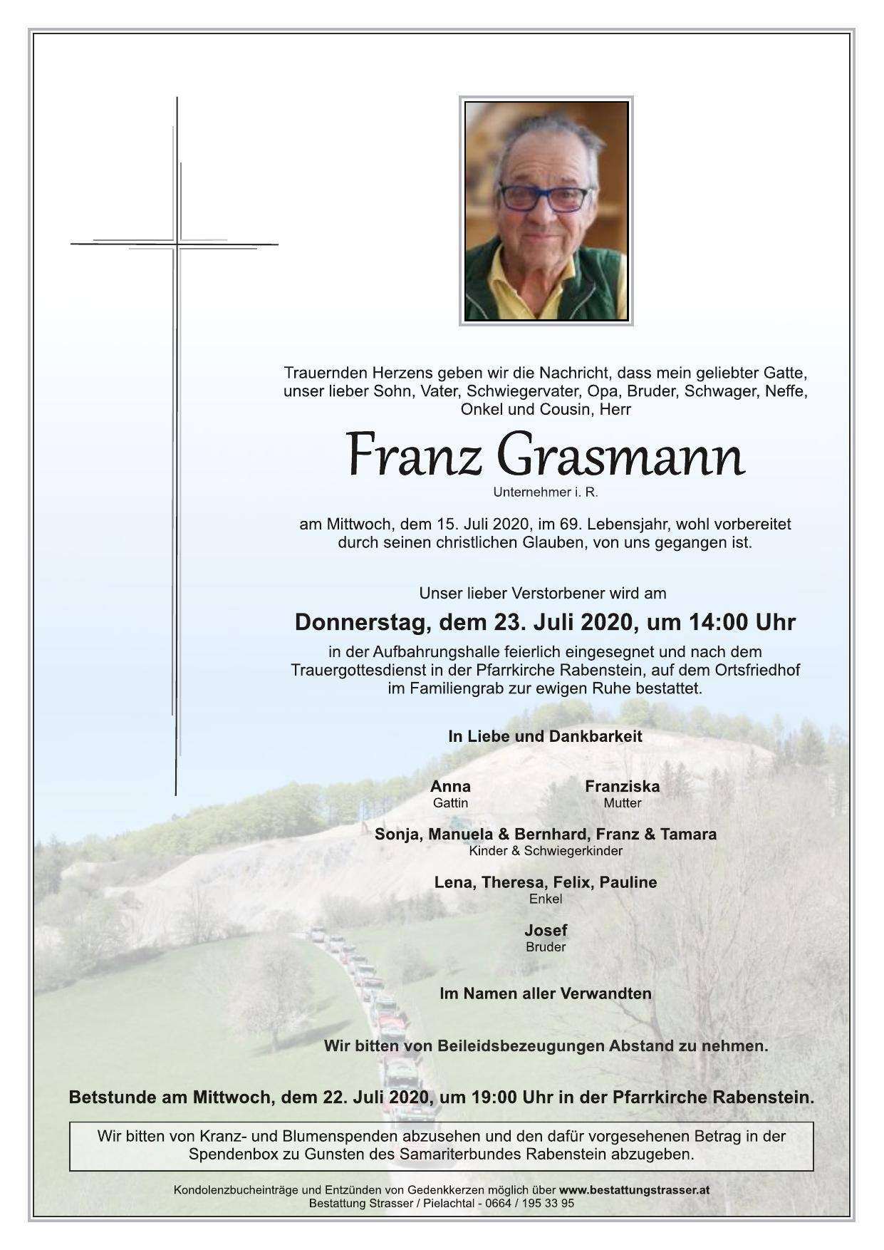 Traueranzeige von Franz Grasmann
