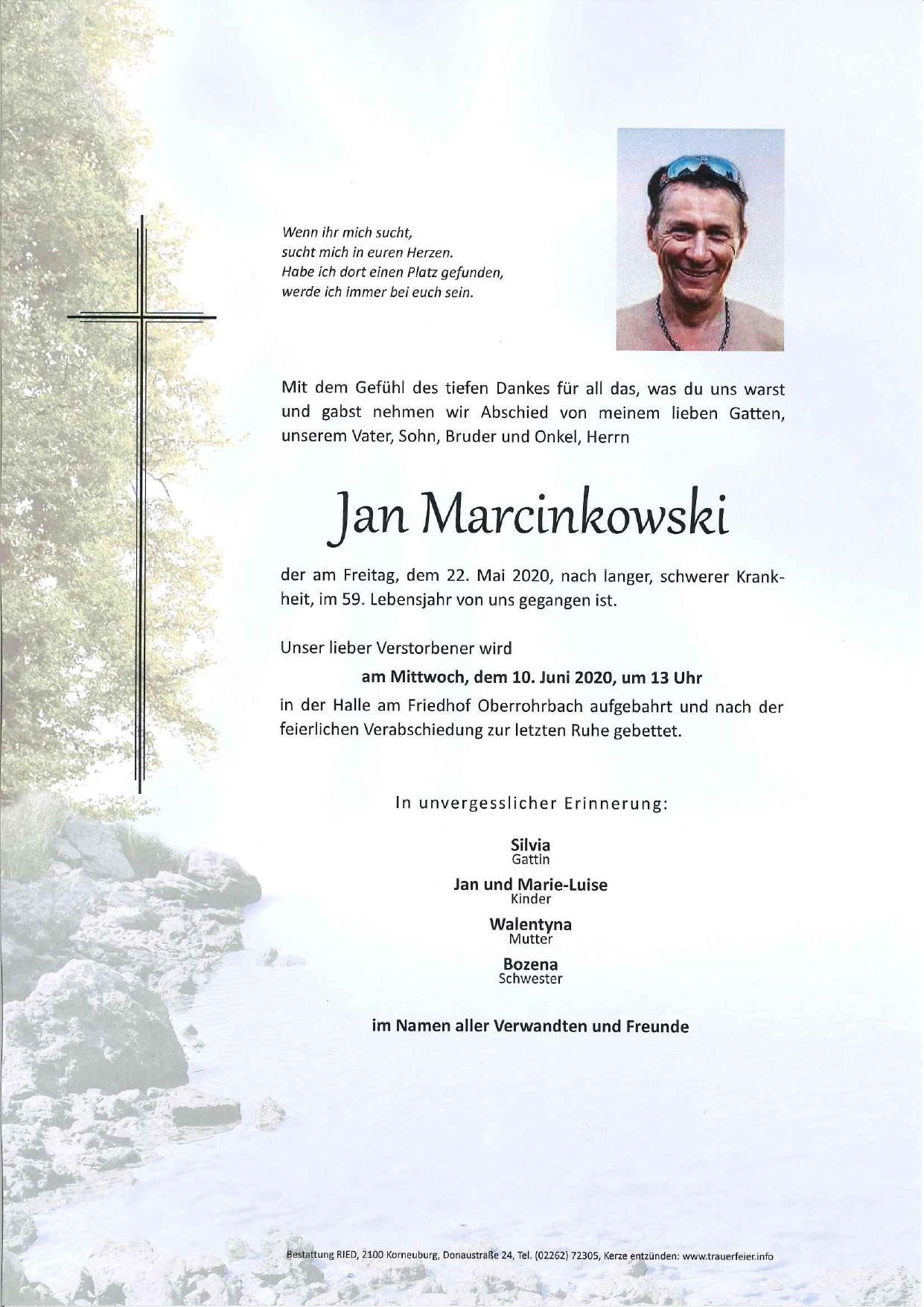 Traueranzeige von Jan Marcinkowski