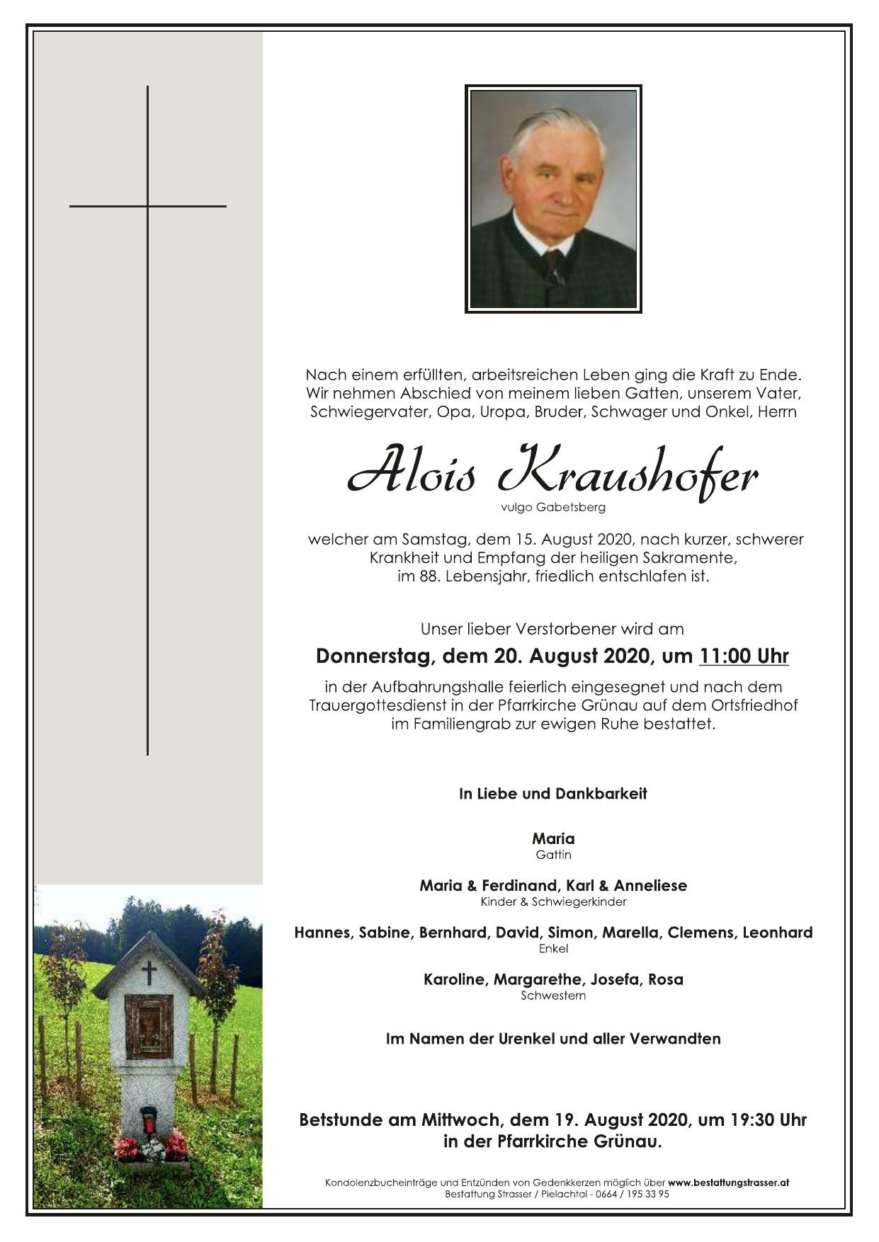 Traueranzeige von Alois Kraushofer