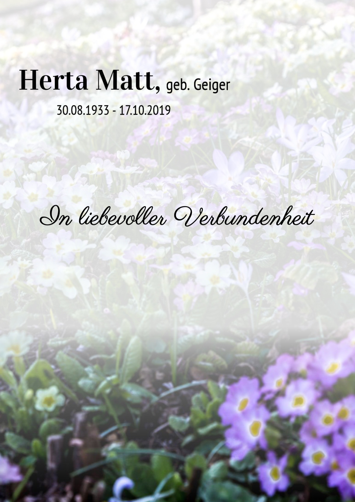 Traueranzeige von Herta Matt