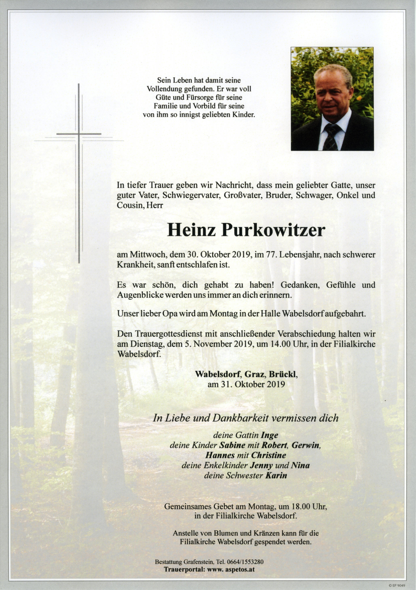 Traueranzeige von Heinz Purkowitzer