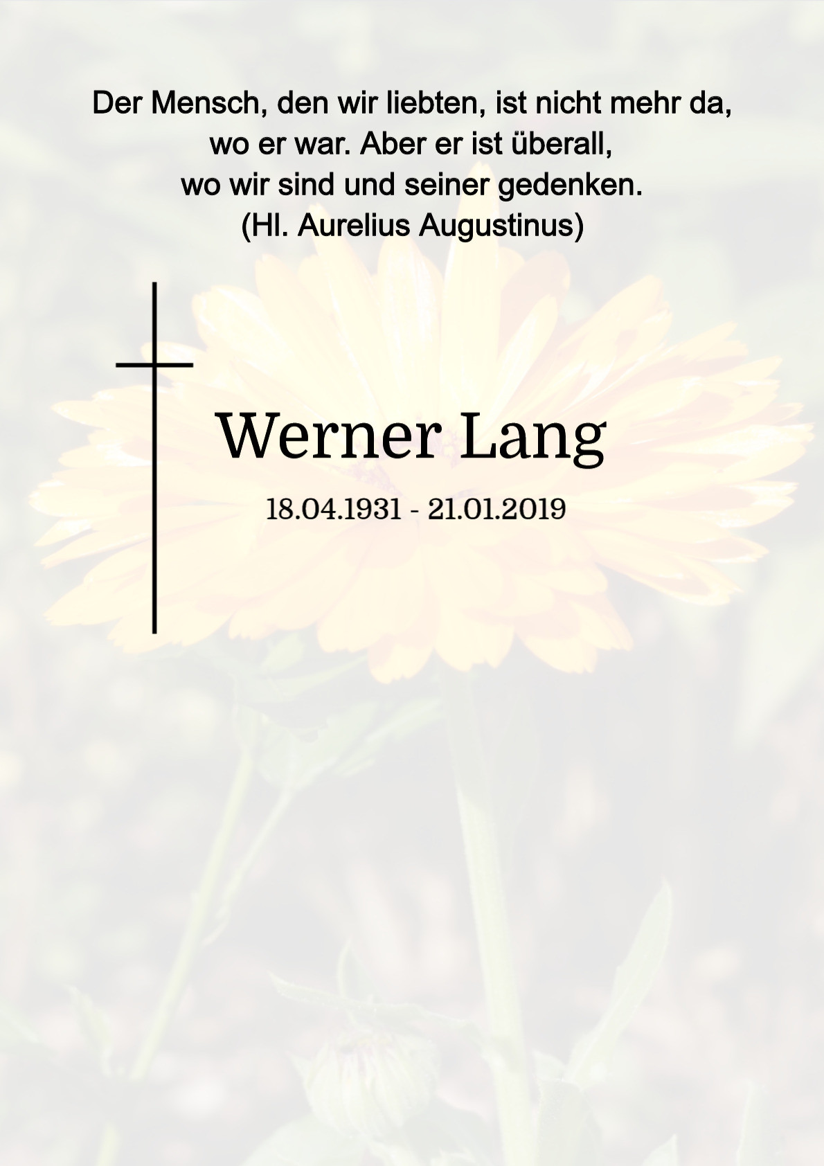 Traueranzeige von Werner Lang