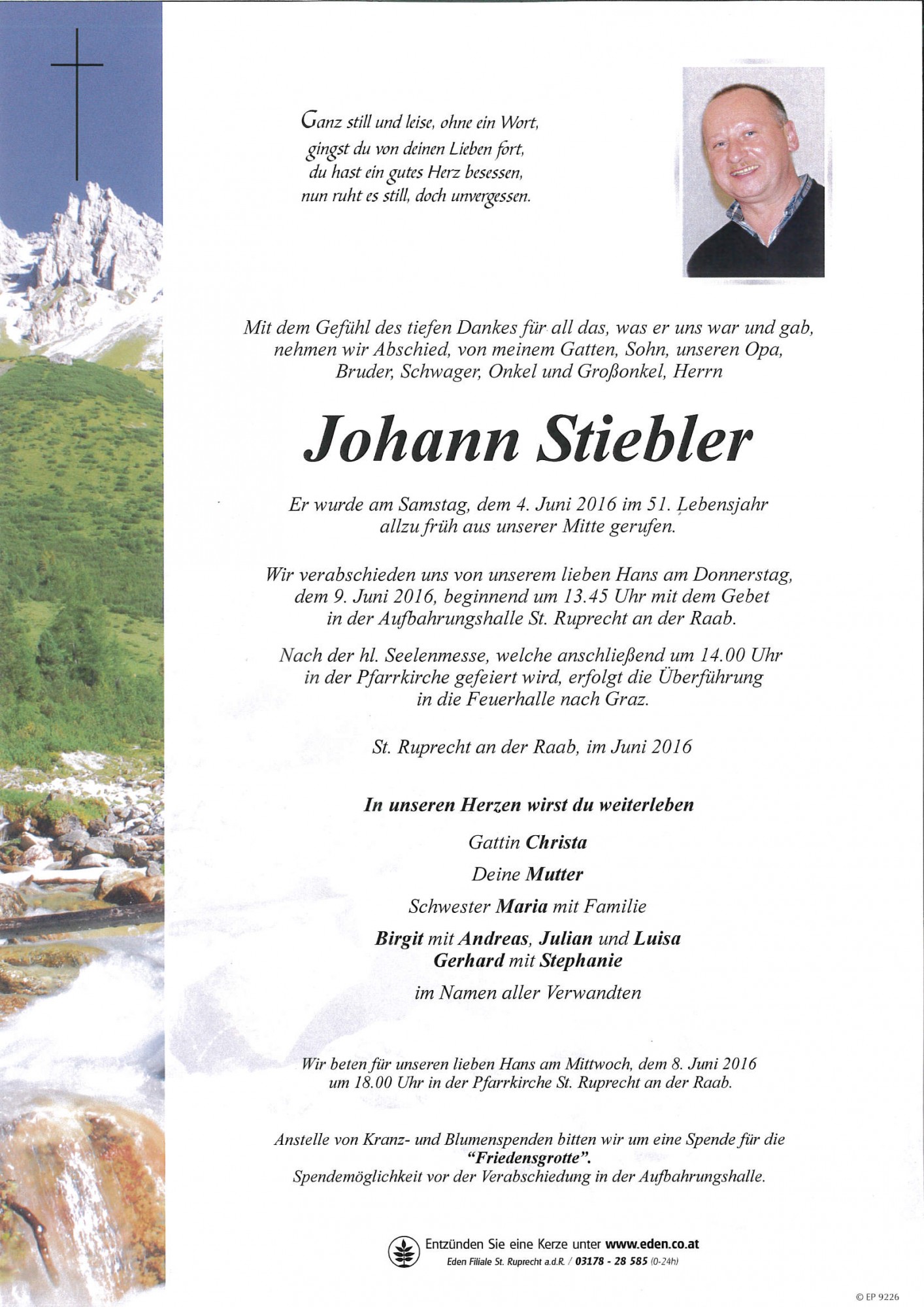 Traueranzeige von Johann Stiebler
