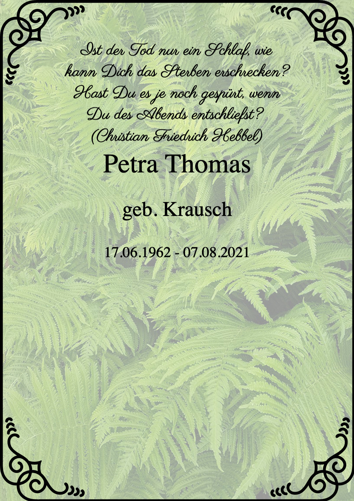 Traueranzeige von Petra Thomas