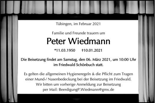 Traueranzeige von Peter Wiedmann