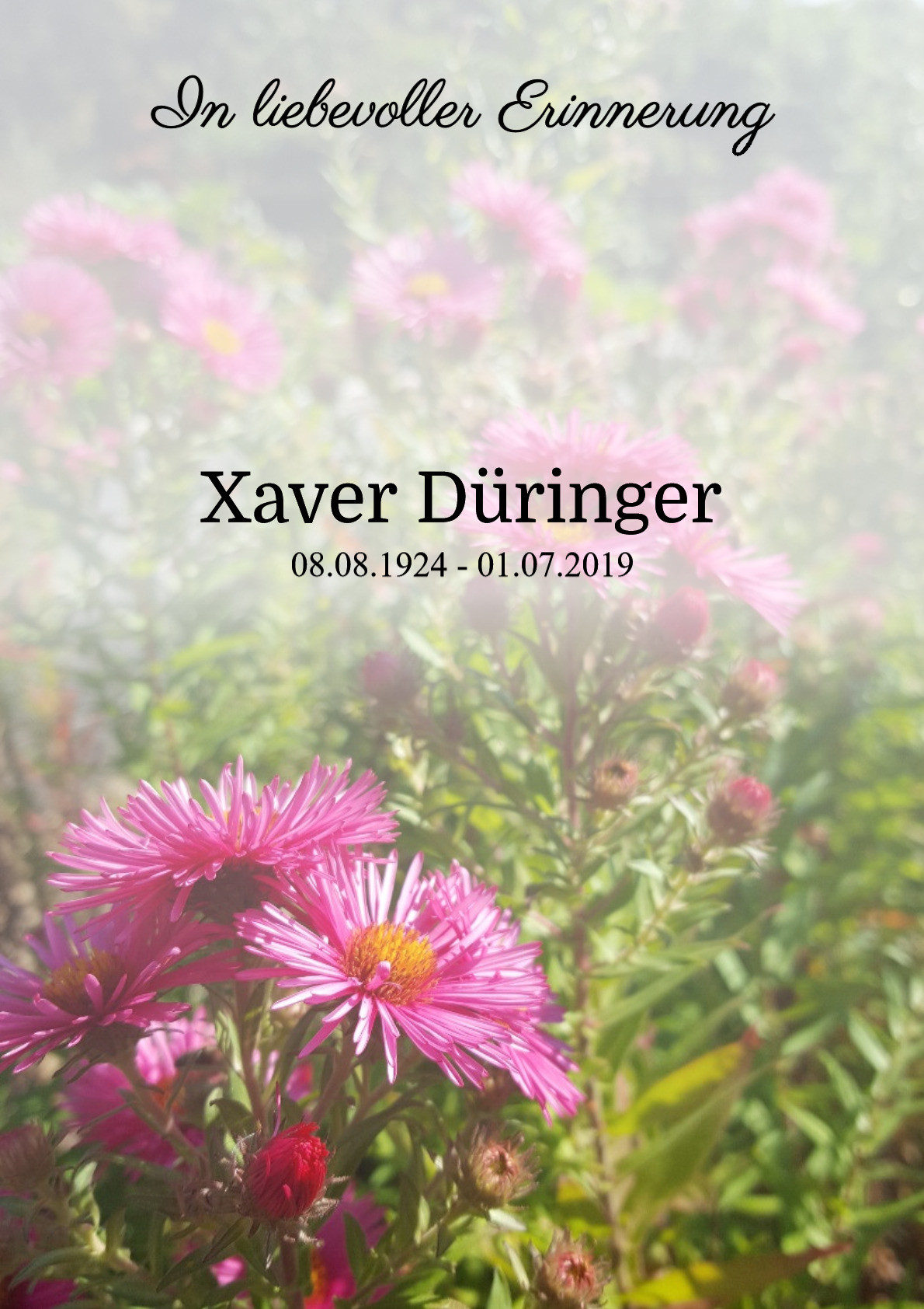 Traueranzeige von Xaver Düringer