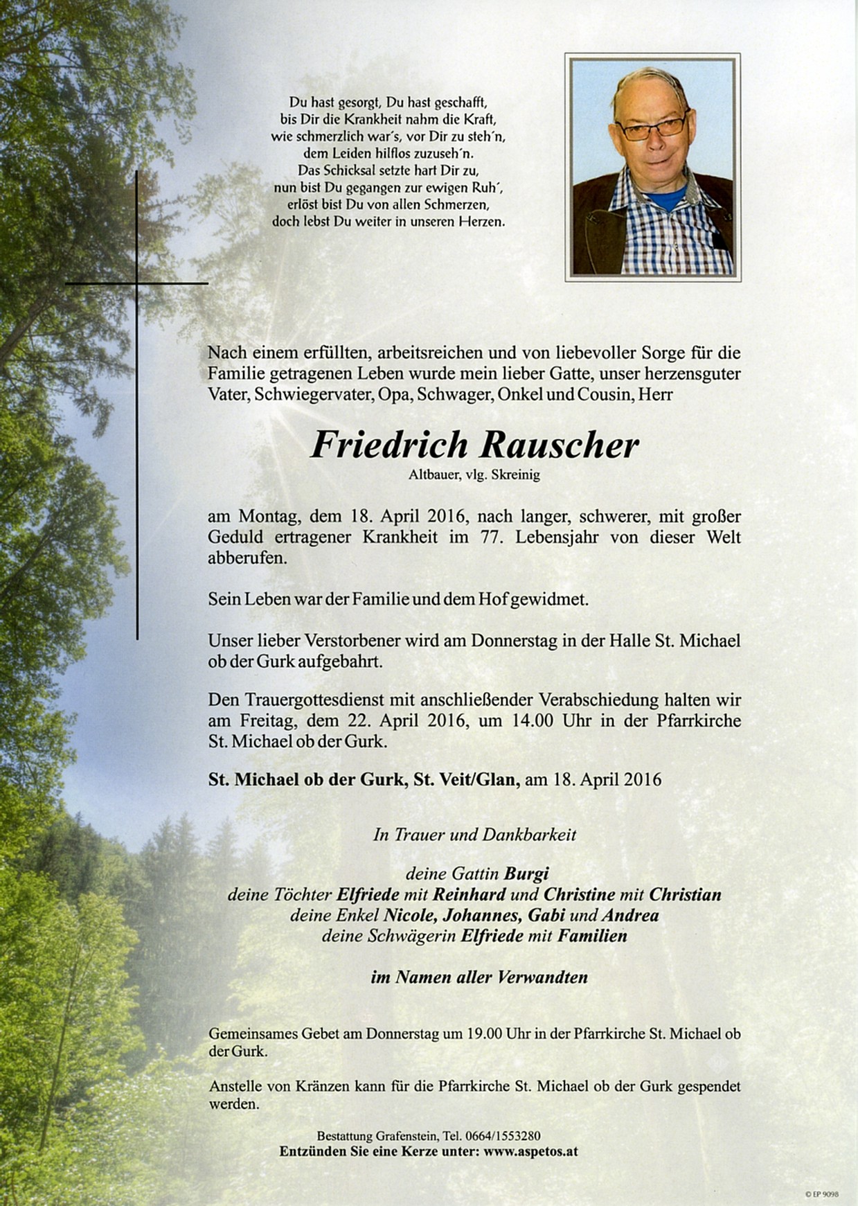Traueranzeige von Friedrich Rauscher