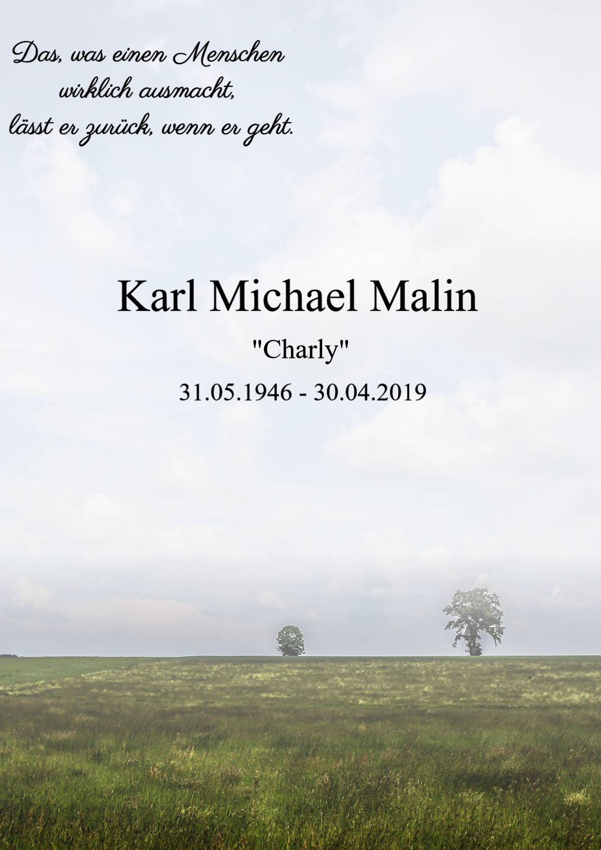 Traueranzeige von Karl Michael Malin