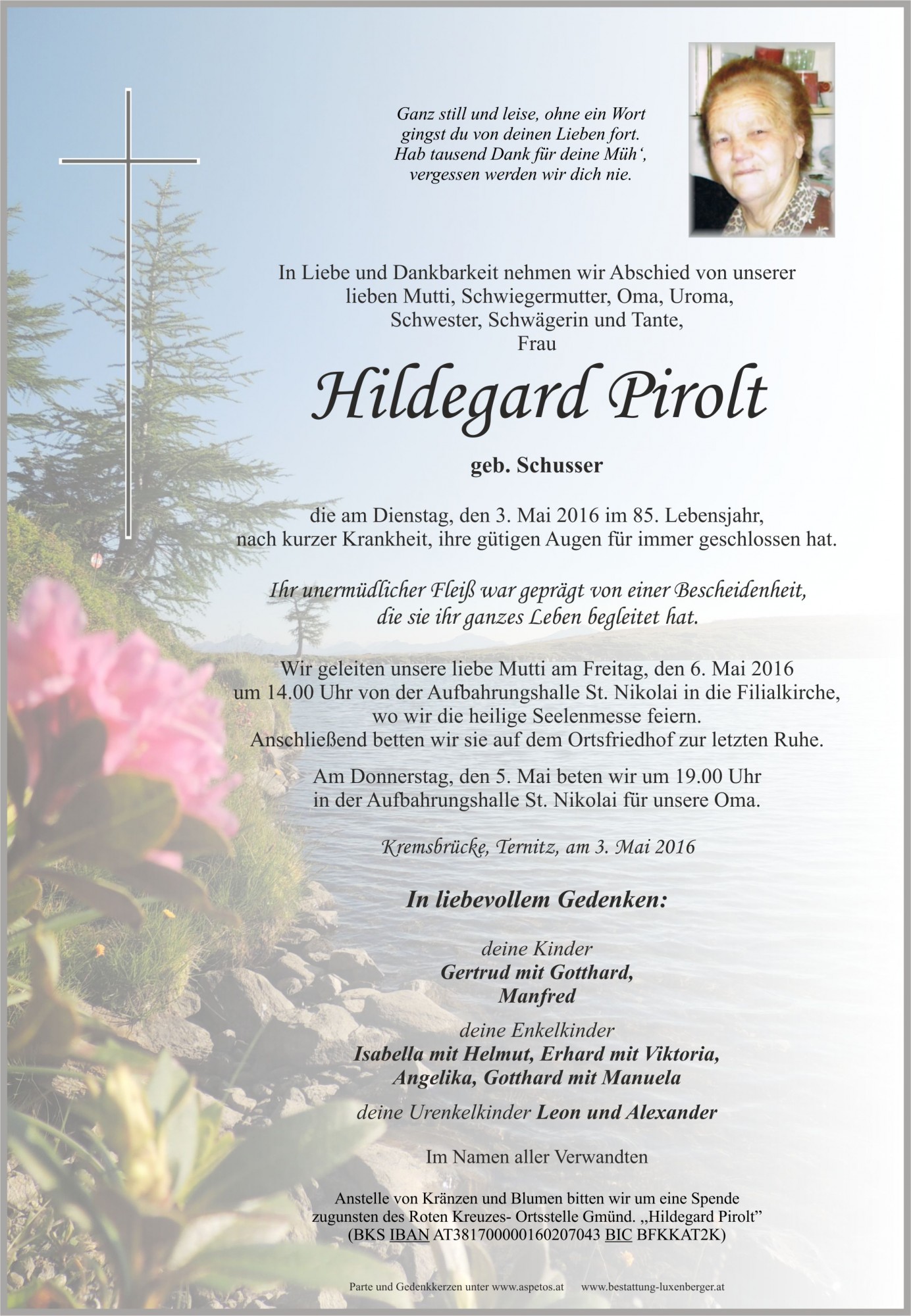 Traueranzeige von Hildegard Pirolt