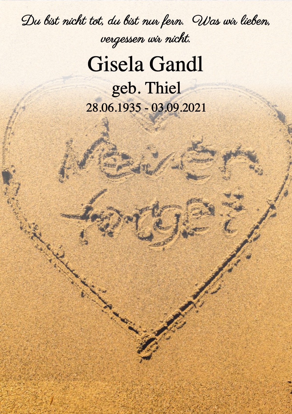 Traueranzeige von Gisela Gandl